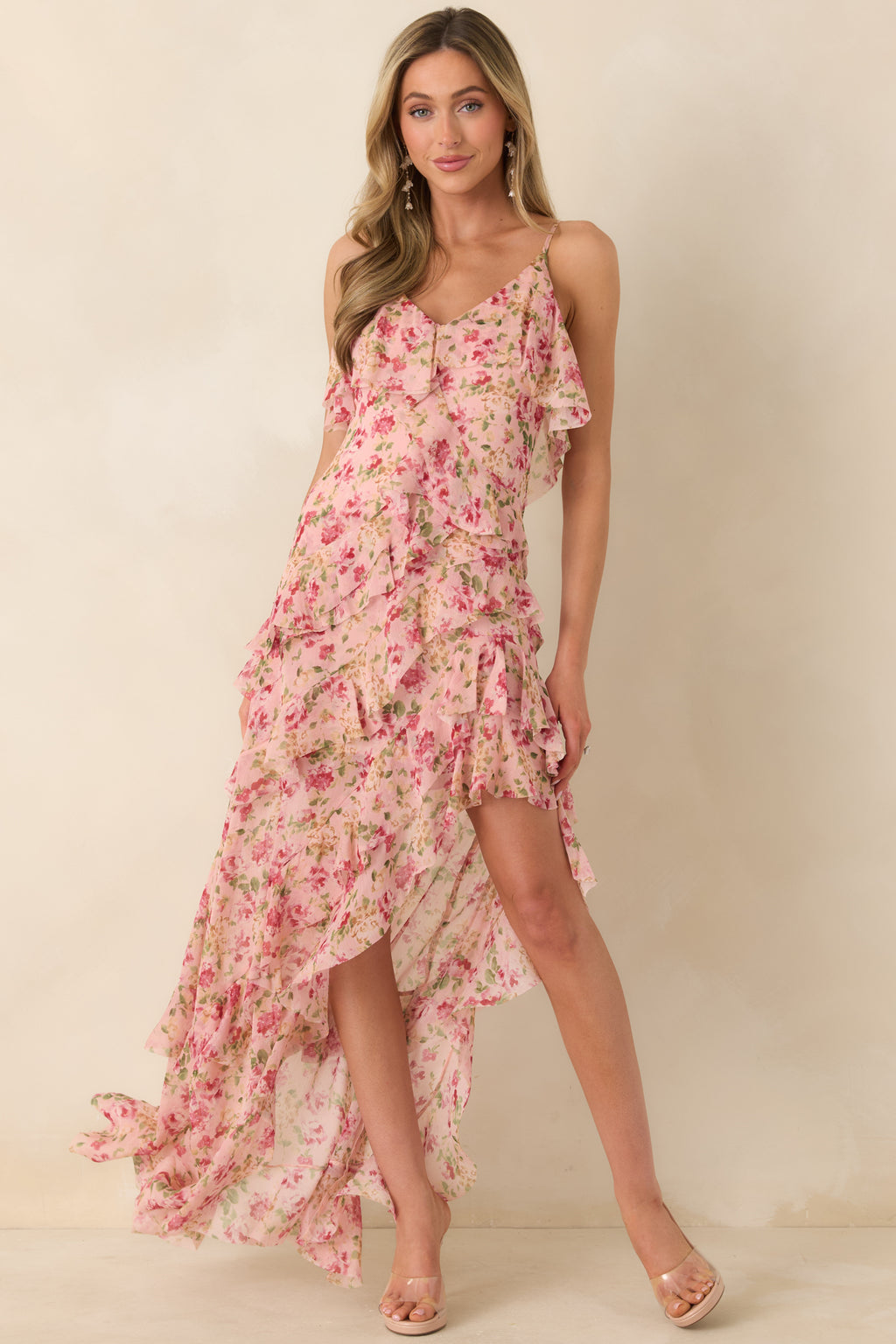 pink asymmetrical ruffle dress Amara Ruffle Dress main image 0