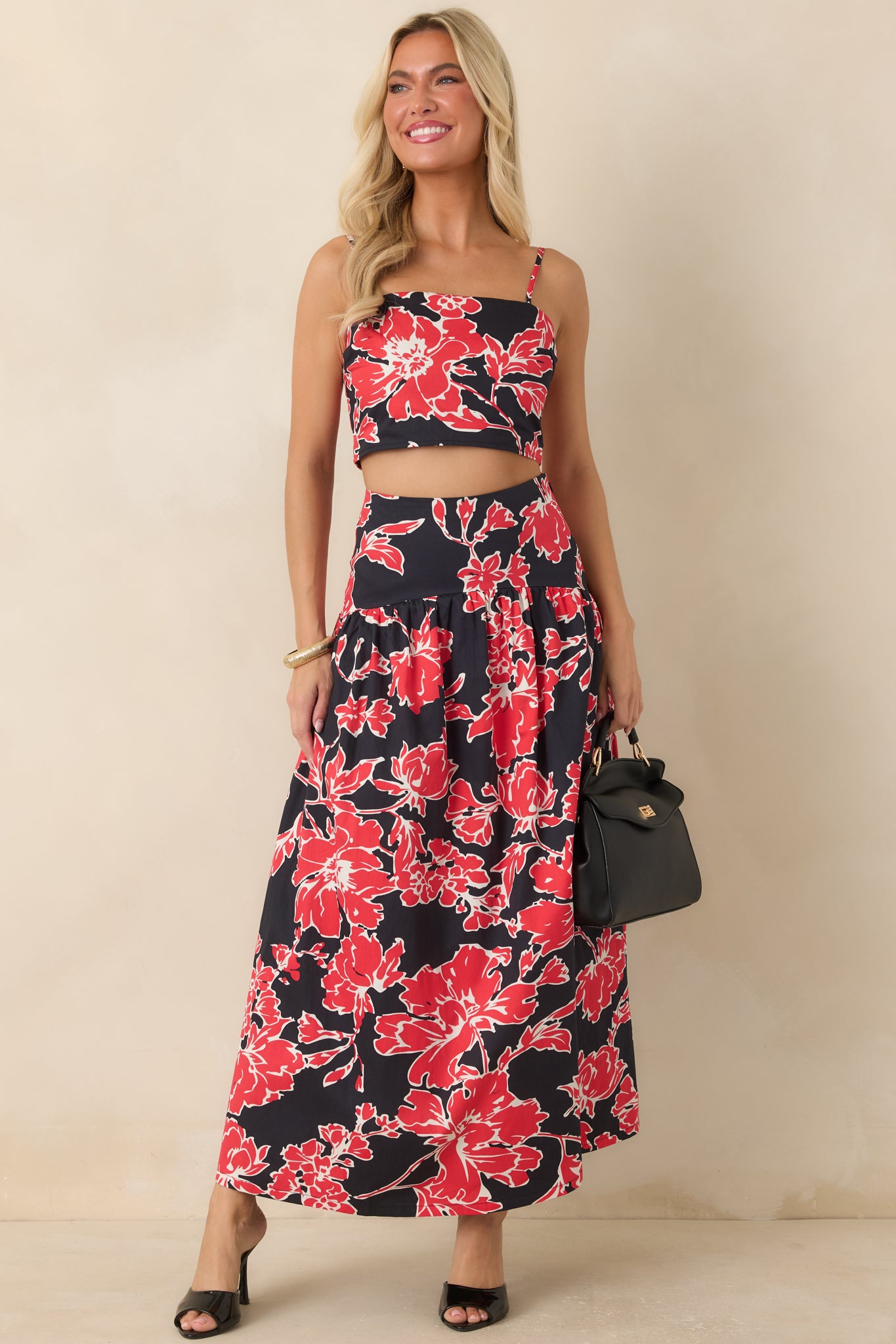 Fully lined skirt with a concealed side zipper and elegant movement throughout the silhouette.