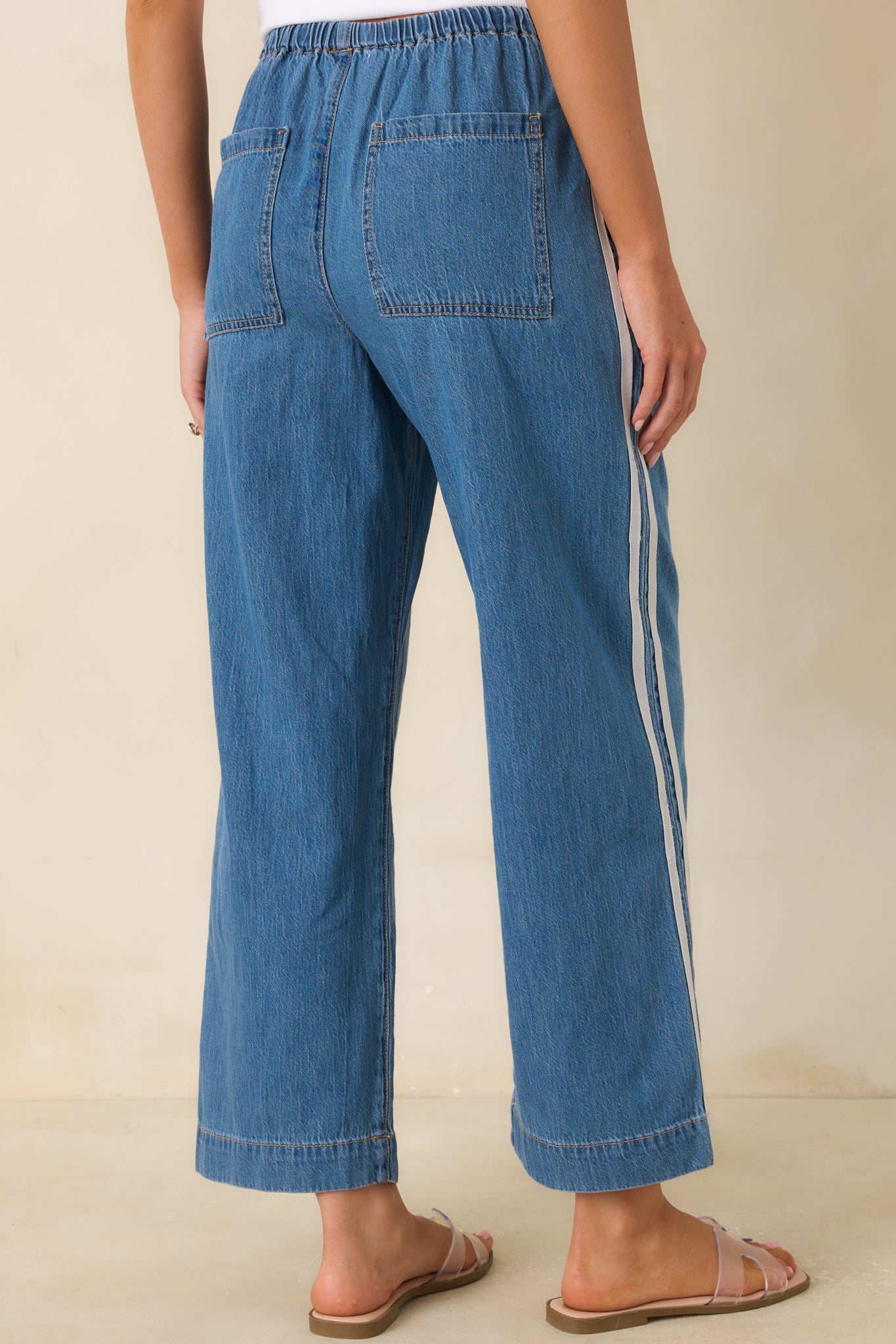 The Sidelines Medium Wash Cotton Denim Track Pants | Z Supply