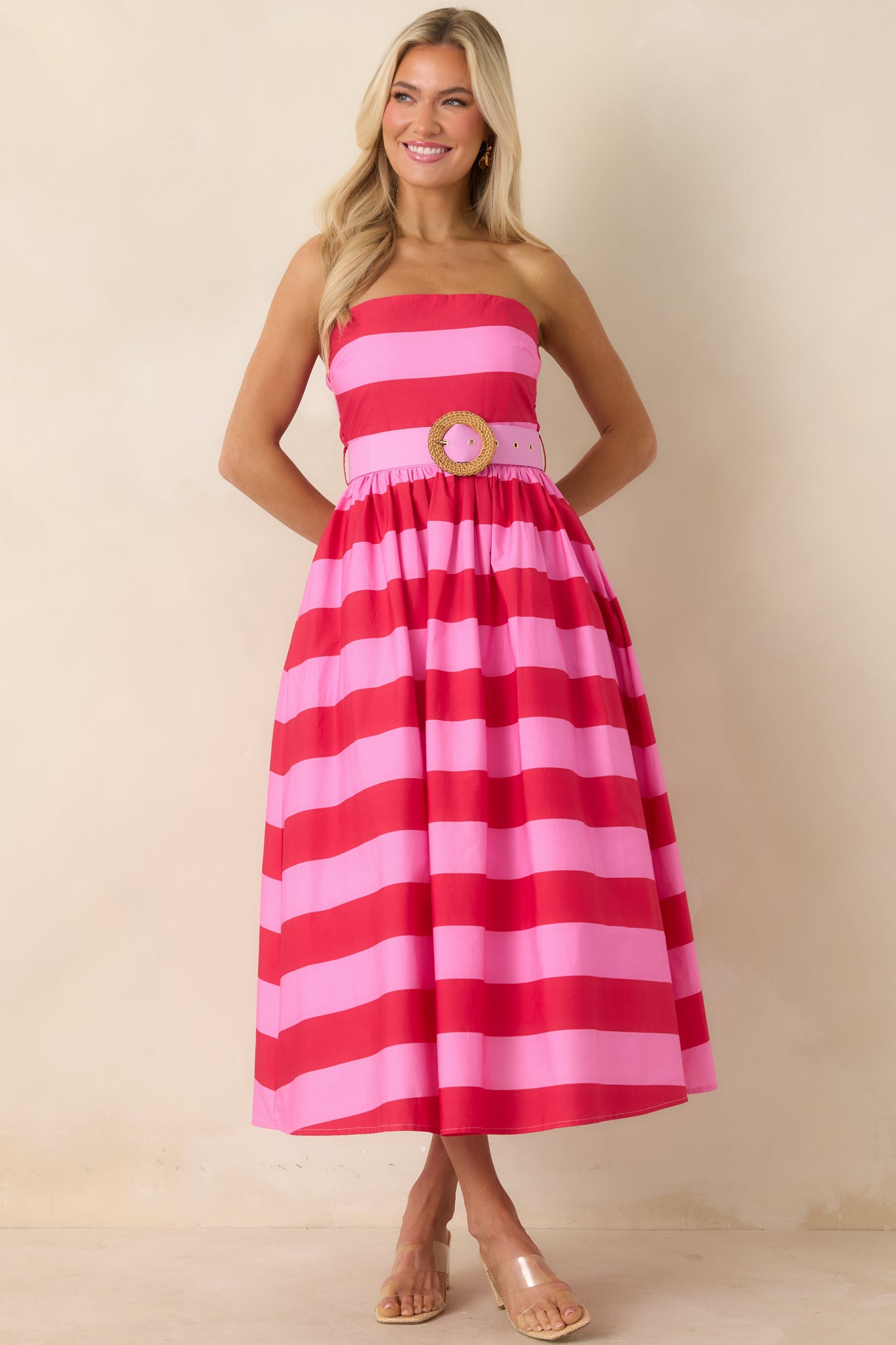 flowy red and pink dress XENIA DRESS - FLOWY DRESS main image 0