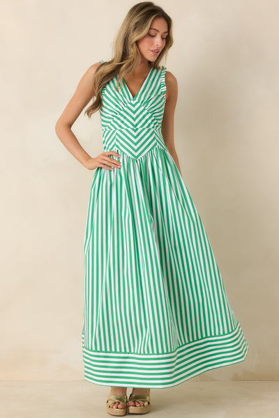 green and red striped dress Women's It’s a Good Thing Stripe Cotton Blend Sleeveless Maxi | Size: Xs A Line Short Sleeve 25% Nylon TagNew|26WNEW Color:Silver/Black