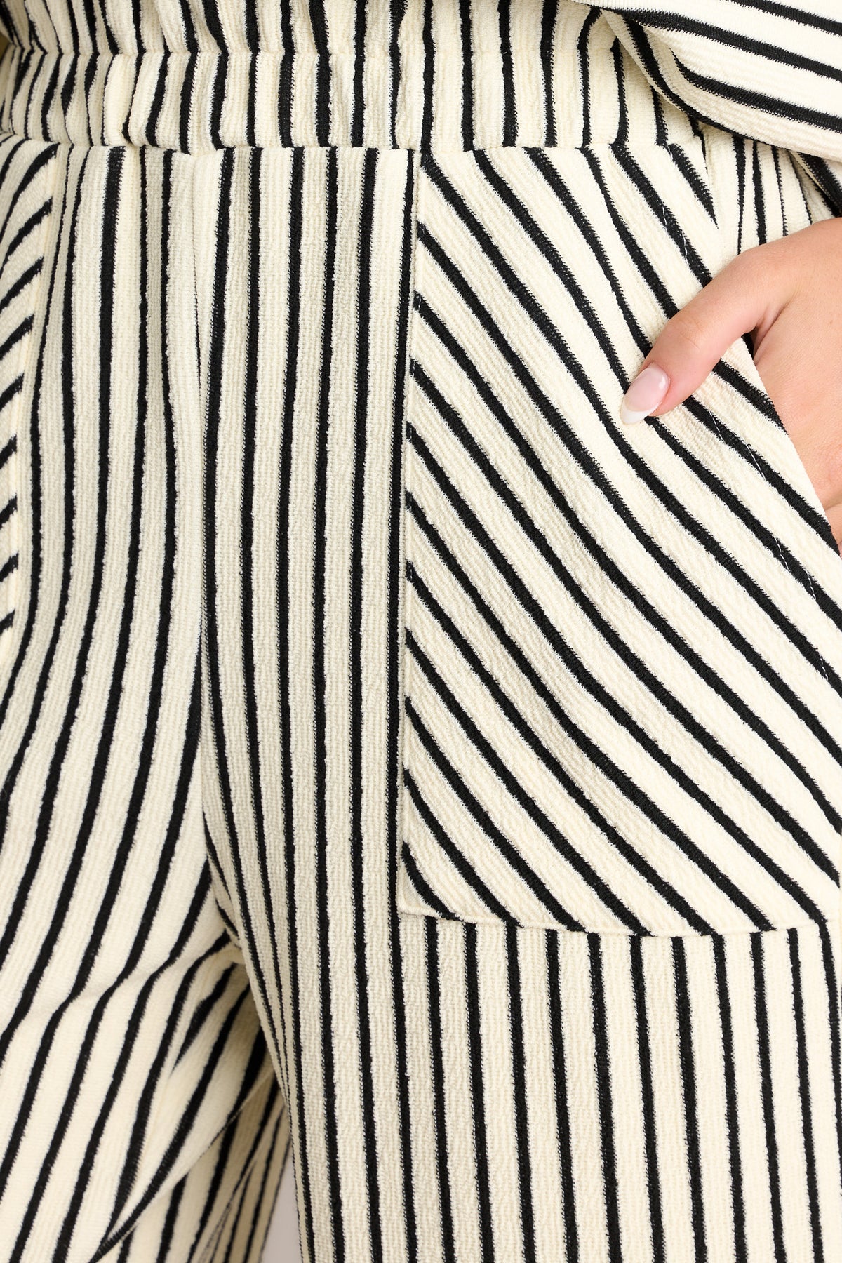 Lainey Striped Print Straight Wide Leg Pants - Black