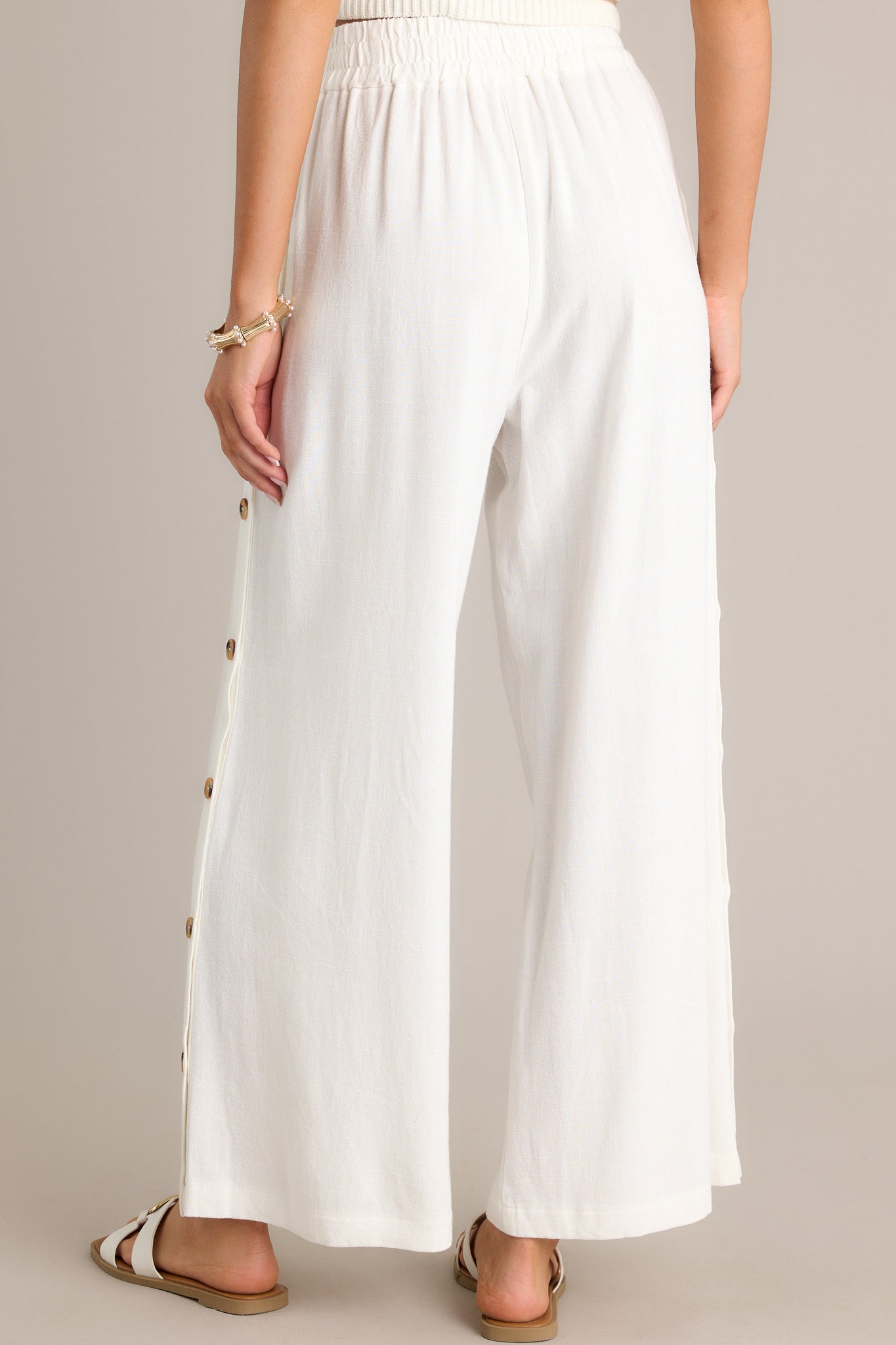 Relaxed Ivory Wide Leg Pants - All Pants | Red Dress