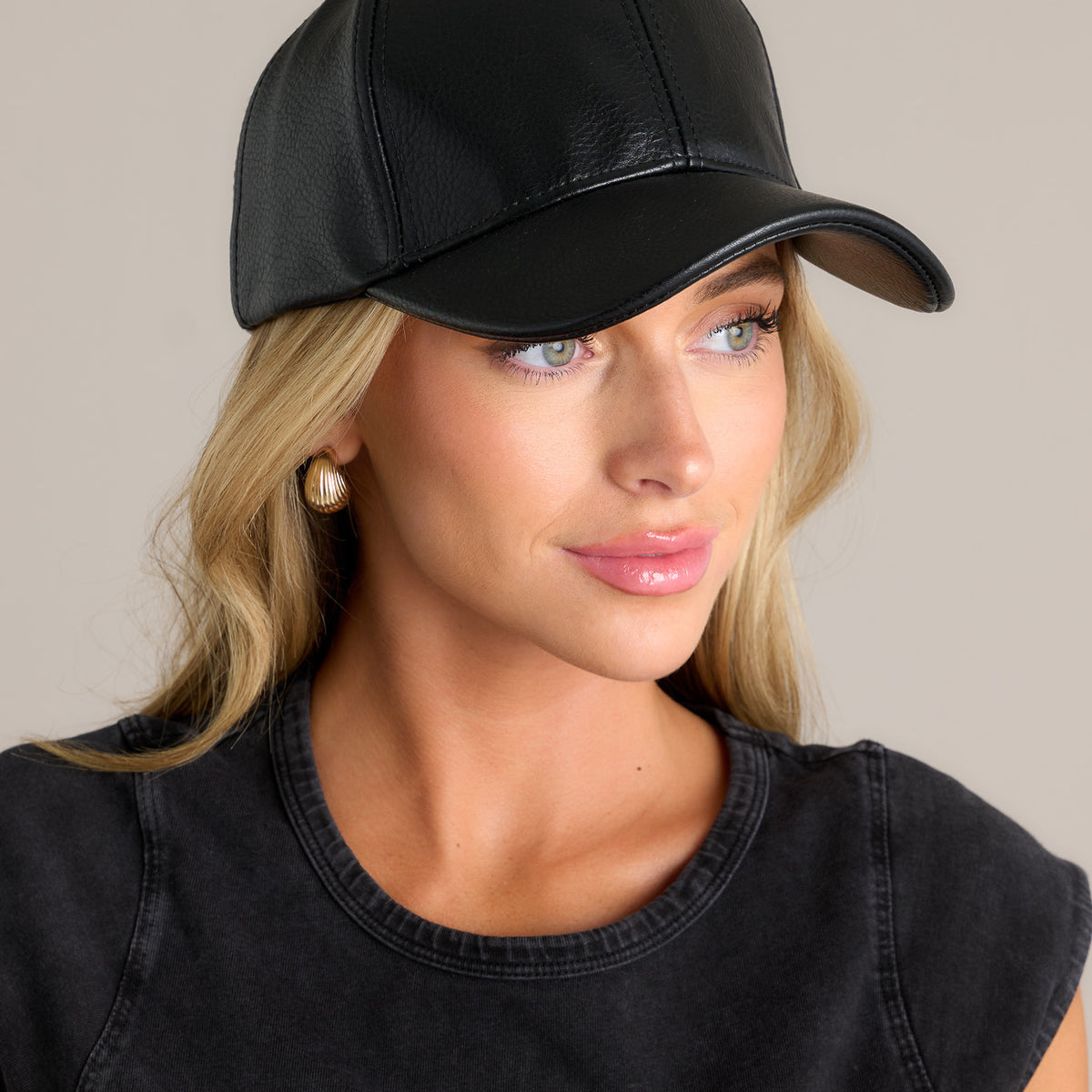 leather dress hats Night Porter Leather Cap Black