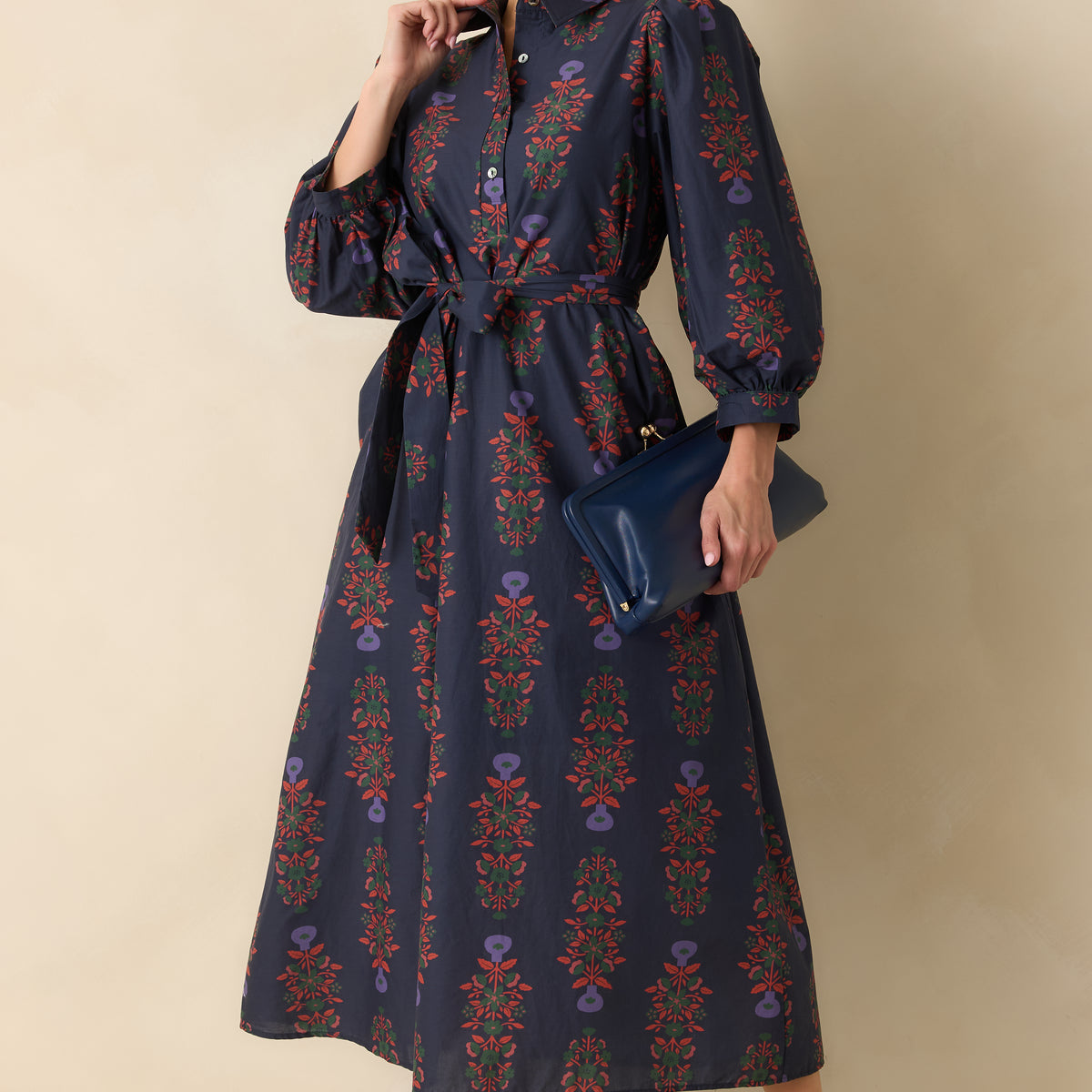 navy blue dress with red flowers Navy Blue Floral Print Tiered Maxi Dress | Womens | Medium (Available in L) | 100% Polyester