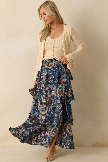 Floral Maxi Skirt in Navy Daisy