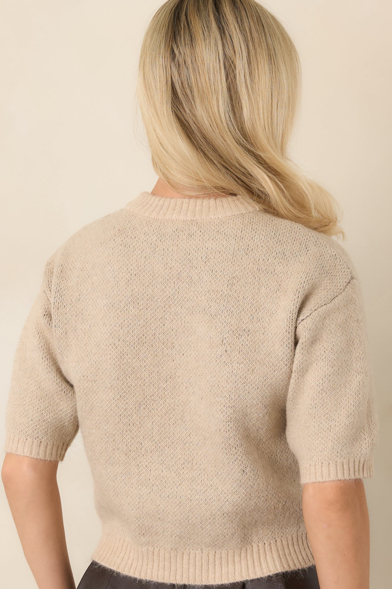 Colette Oatmeal Intarsia Short Sleeve Sweater | ASTR the Label
