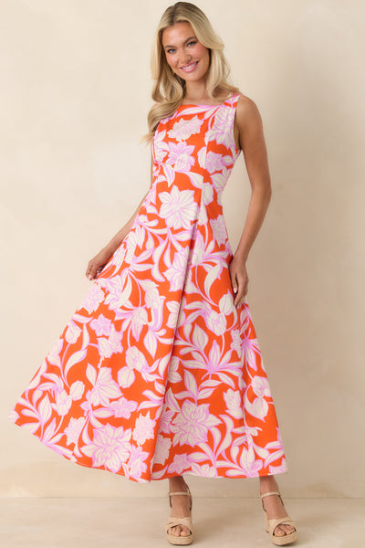 orchid orange maxi dress RUNAWAY THE LABEL Orchid Maxi Dress Orange Floral