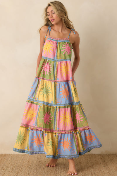 Women's Paradisa Kiawah Multi Cotton Voile Sun Print Maxi Dress | Size: S