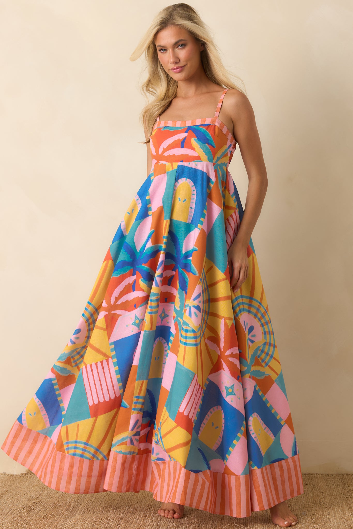 その他 Apoilna  MARA DRESS QUILT PRINT 2-3 Prosperina Atlantis Tropical Mosaic Linen Maxi Dress | All Dresses