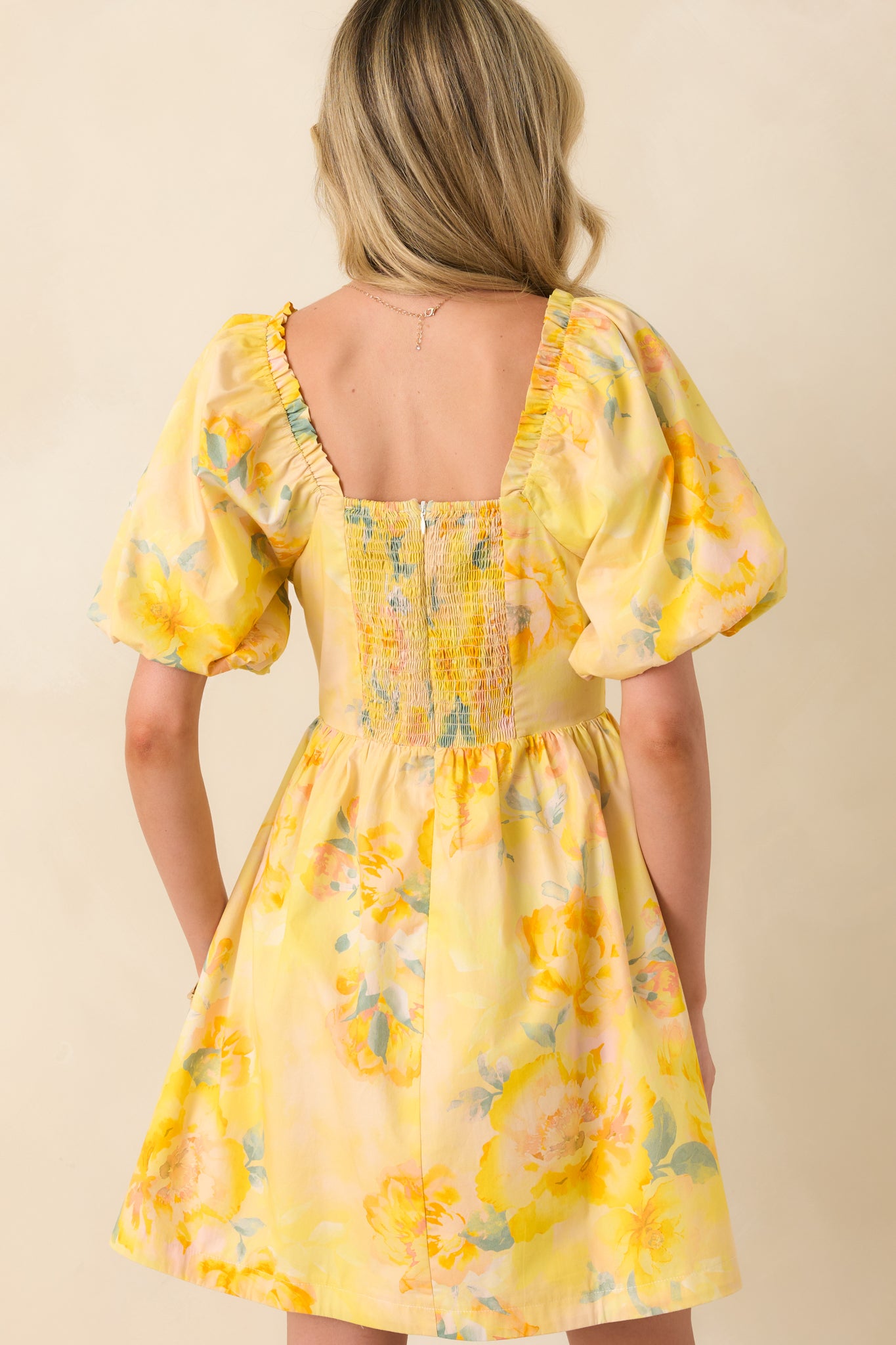 Women's Eloise Butter Yellow Multi Floral Cotton Mini Dress | Size: S