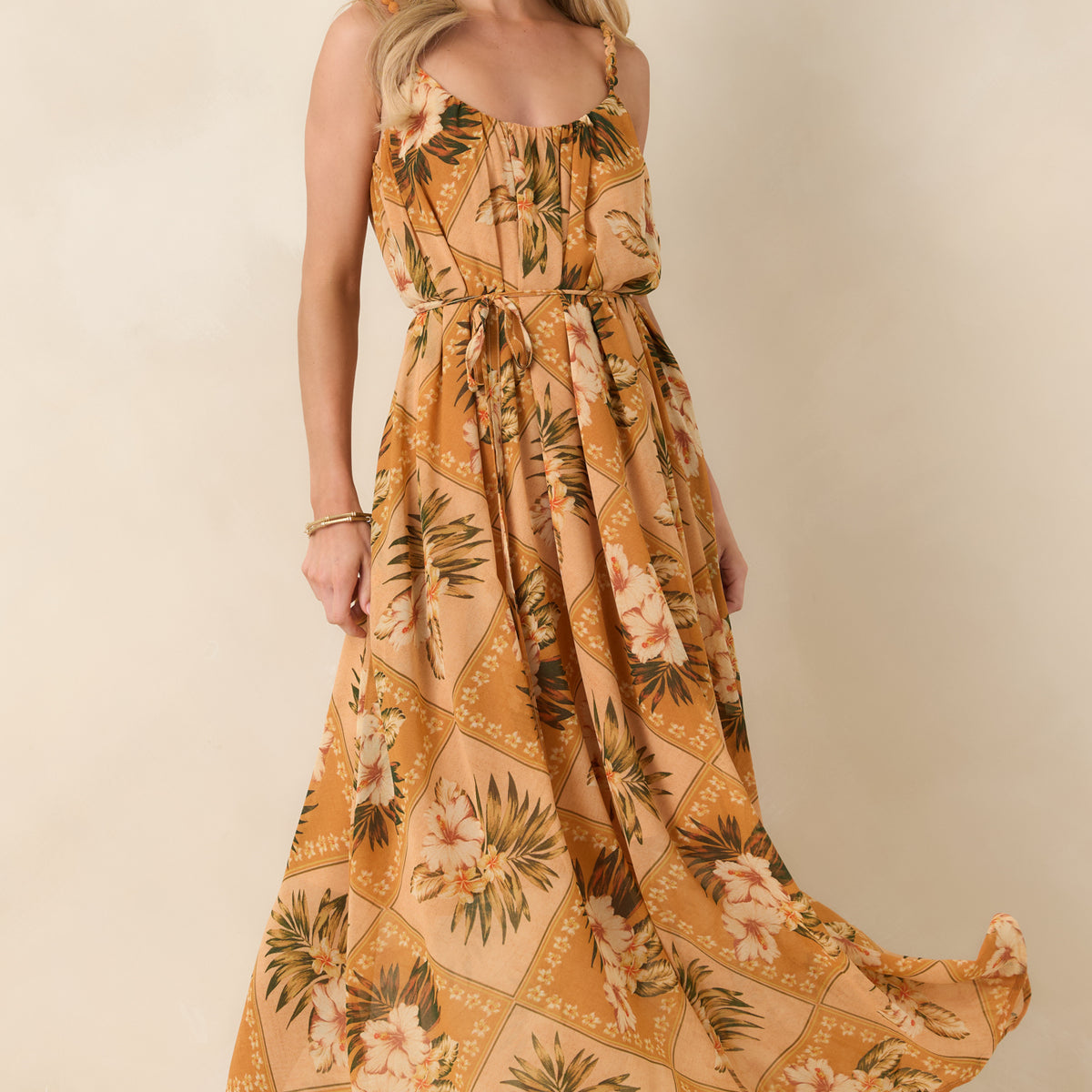 Women's Paradise Calling Peach Multi Tropical Print Beaded Strap Maxi Dress | Color: Orange | Size: S | Red Dress Women's Paradise Calling Peach Multi Tropical Print Beaded Strap Maxi Dress | Color: Orange | Size: S | Red Dress