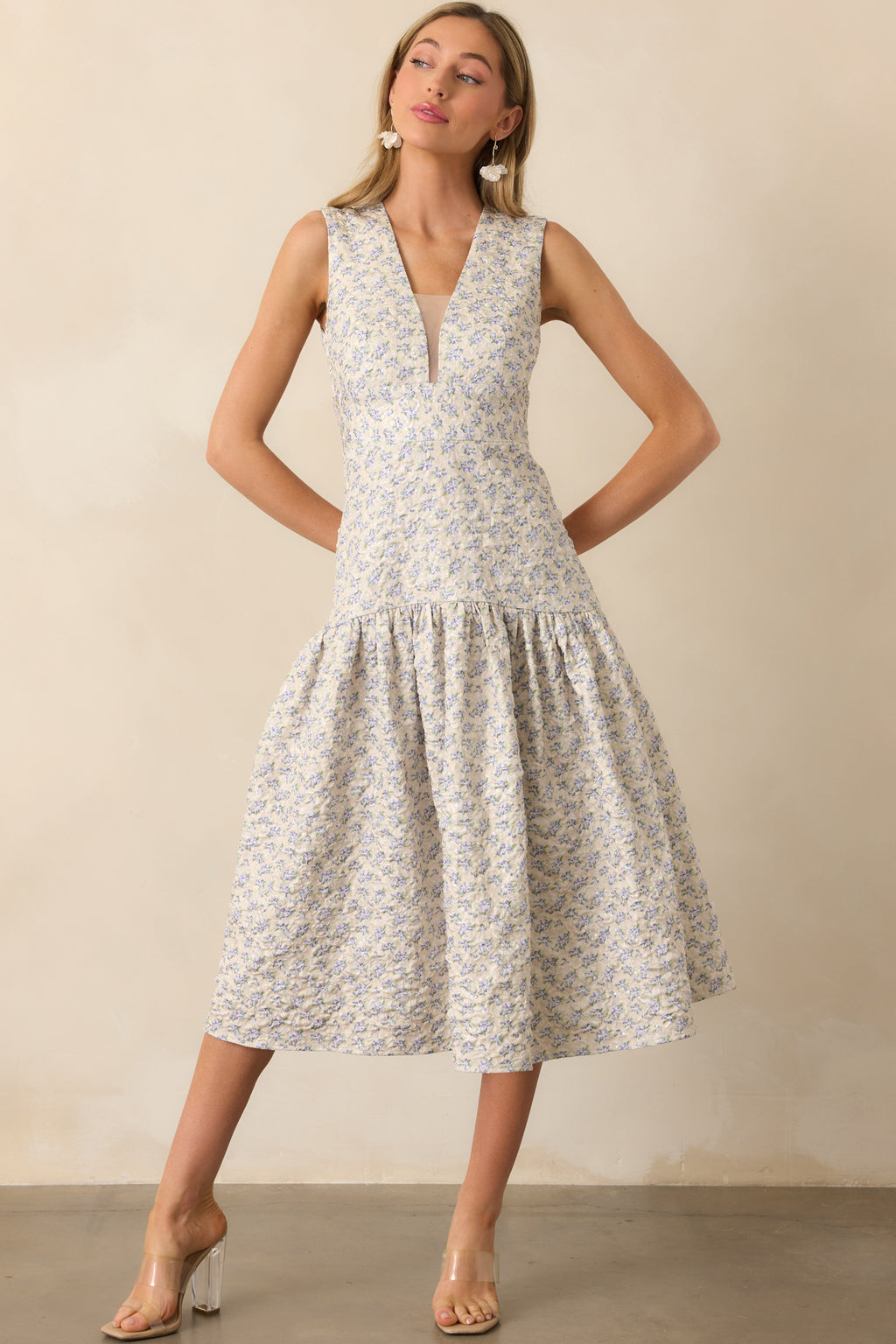 periwinkle midi dress Periwinkle Ruffle Midi Dress by Mac Duggal