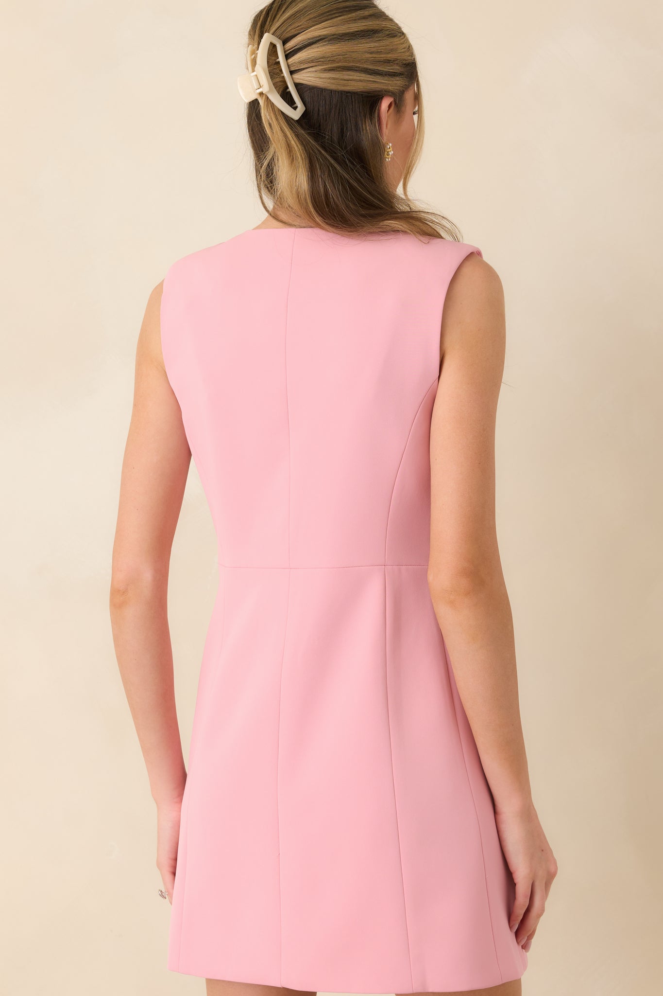 Women's Soft Chaos Pink Button Front Sleeveless Mini Dress | Size: M Women's Soft Chaos Pink Button Front Sleeveless Mini Dress | Size: M