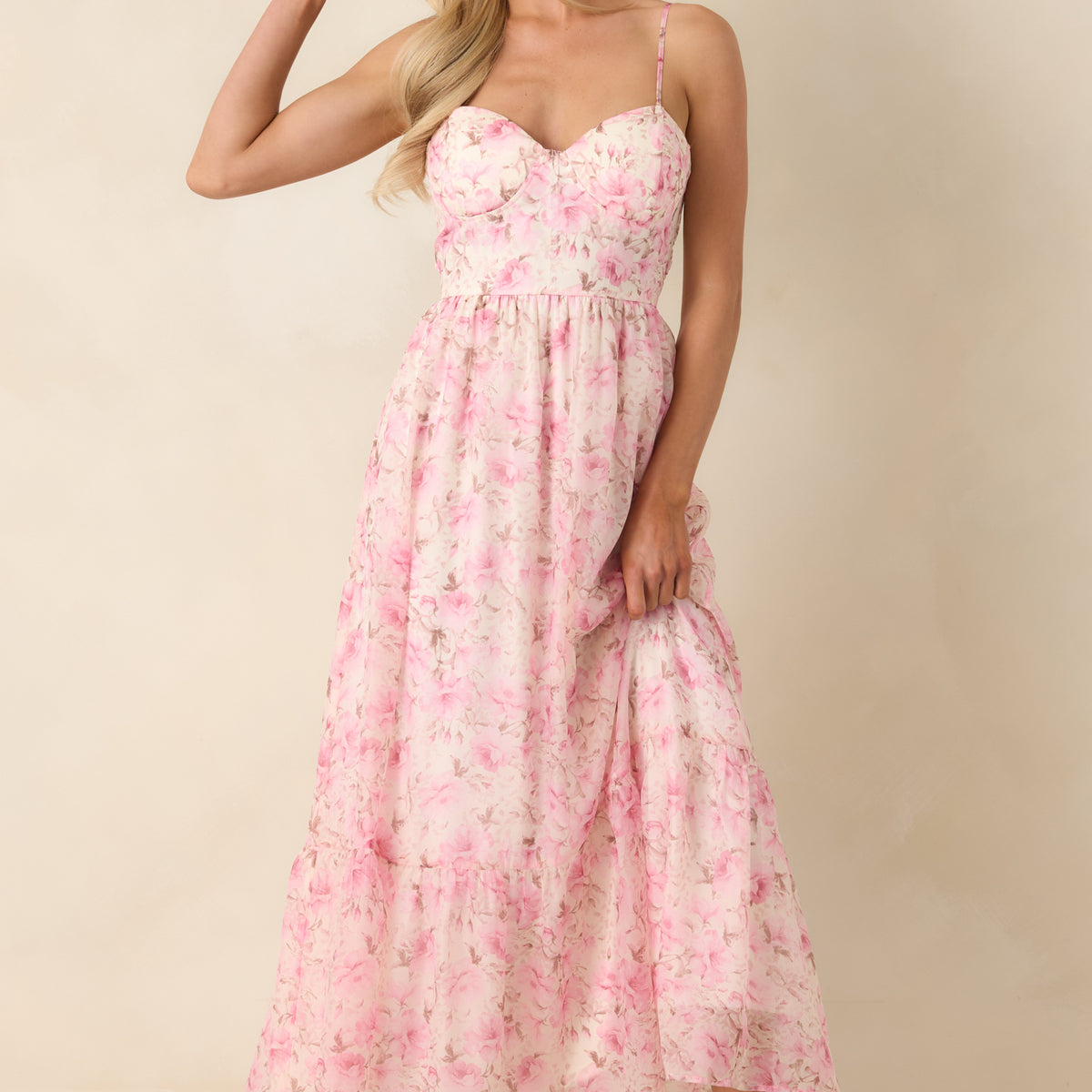 pink and red floral maxi dress Pink Multi Floral Maxi Dress - Event Dresses