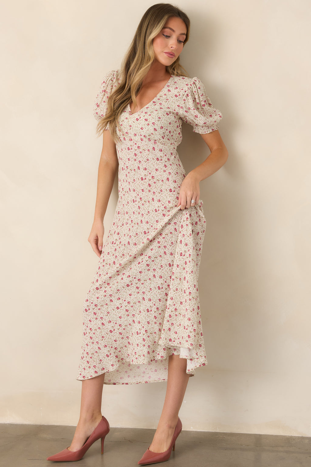 pink garden delight short sleeve maxi dress Women's Where We Belong Dusty Floral | Color: Light Pink | Size: L primary color:Red ready aesthetic of this painted Navy Blue Satin Lace-Up