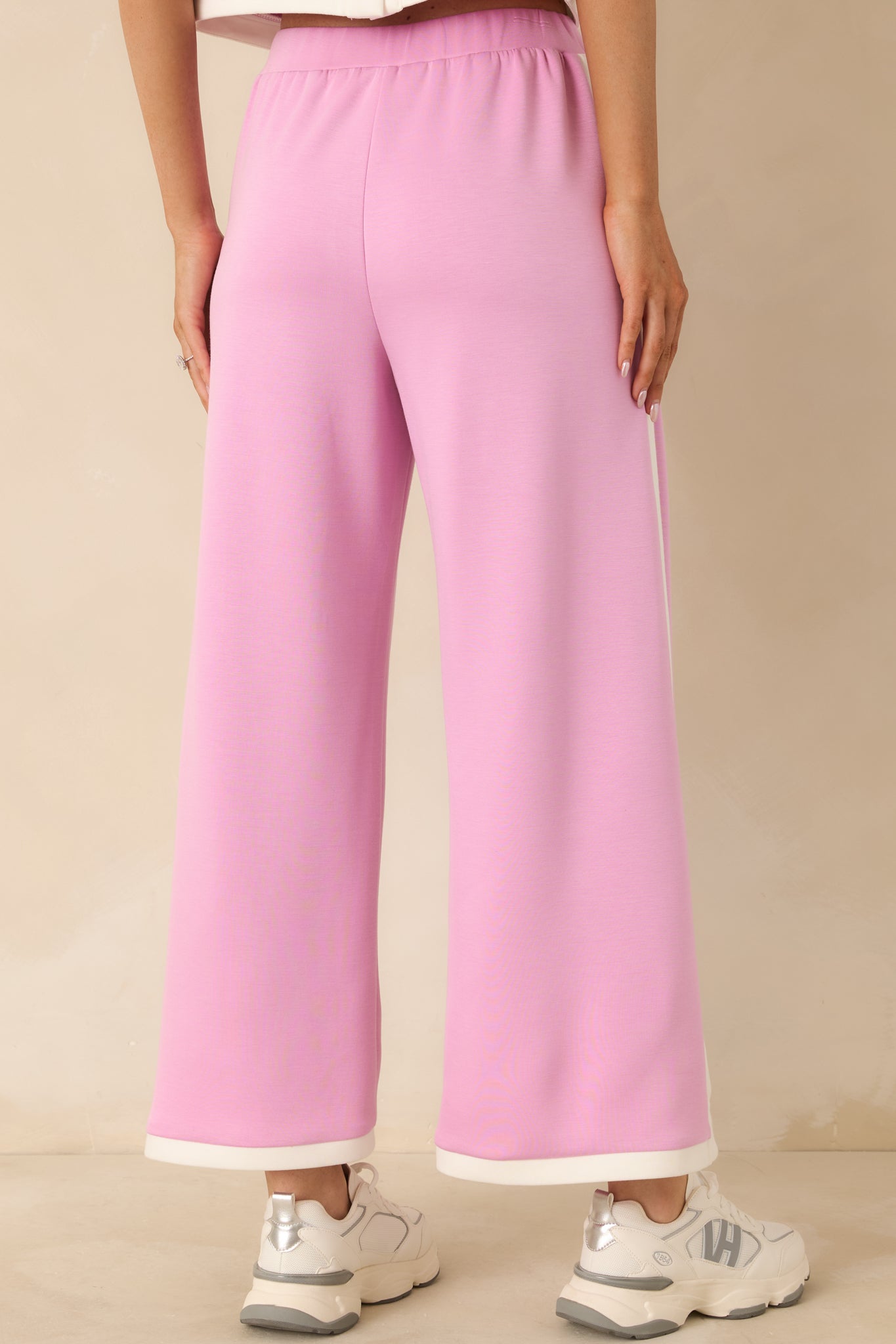 Orchid Pink Stretch Knit Contrast Trim Pants - All Bottoms | Red Dress