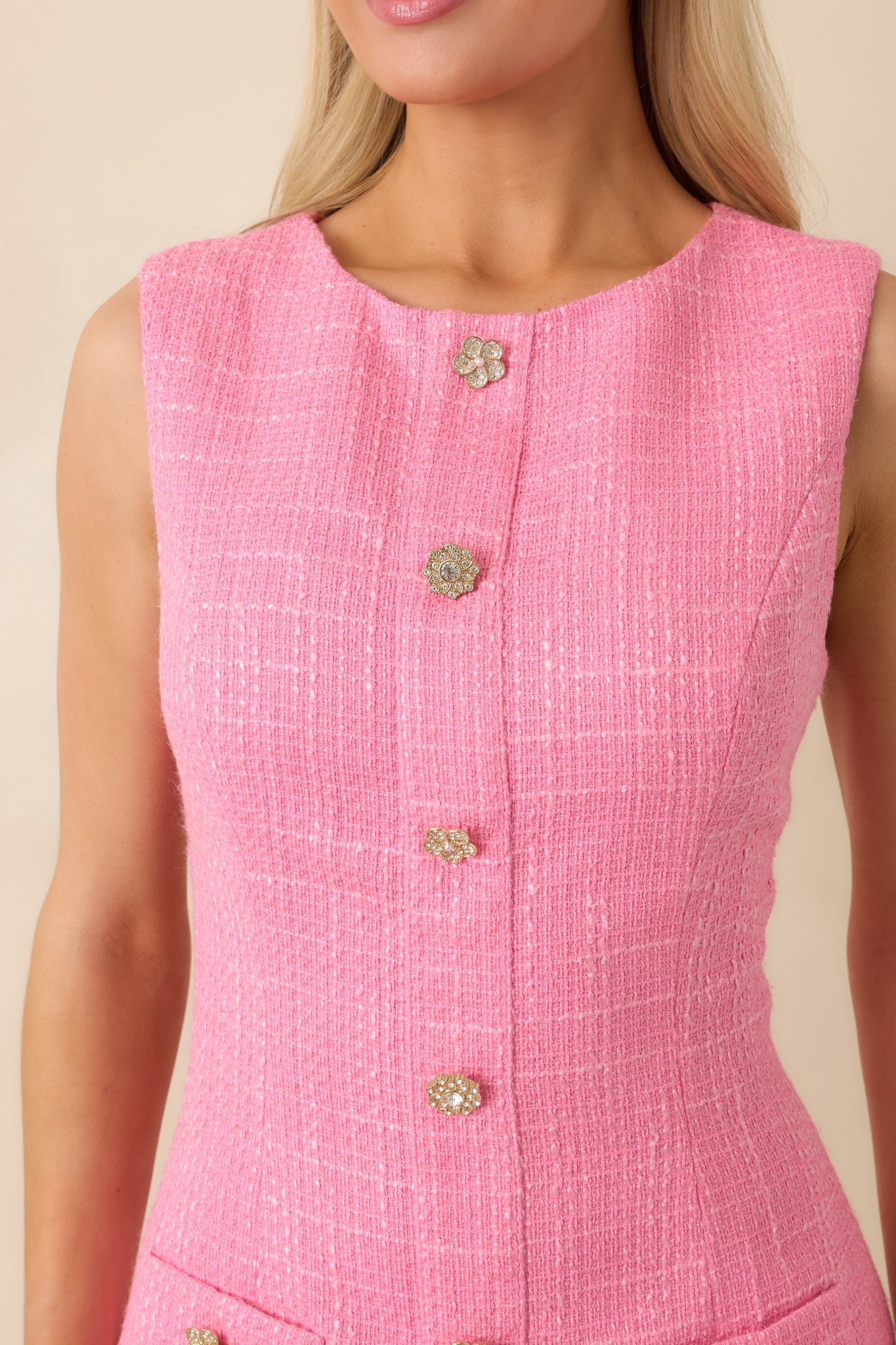 Women's Everyday Daydreams Pink Tweed Shift Mini Dress | Size: L Women's Everyday Daydreams Pink Tweed Shift Mini Dress | Size: L