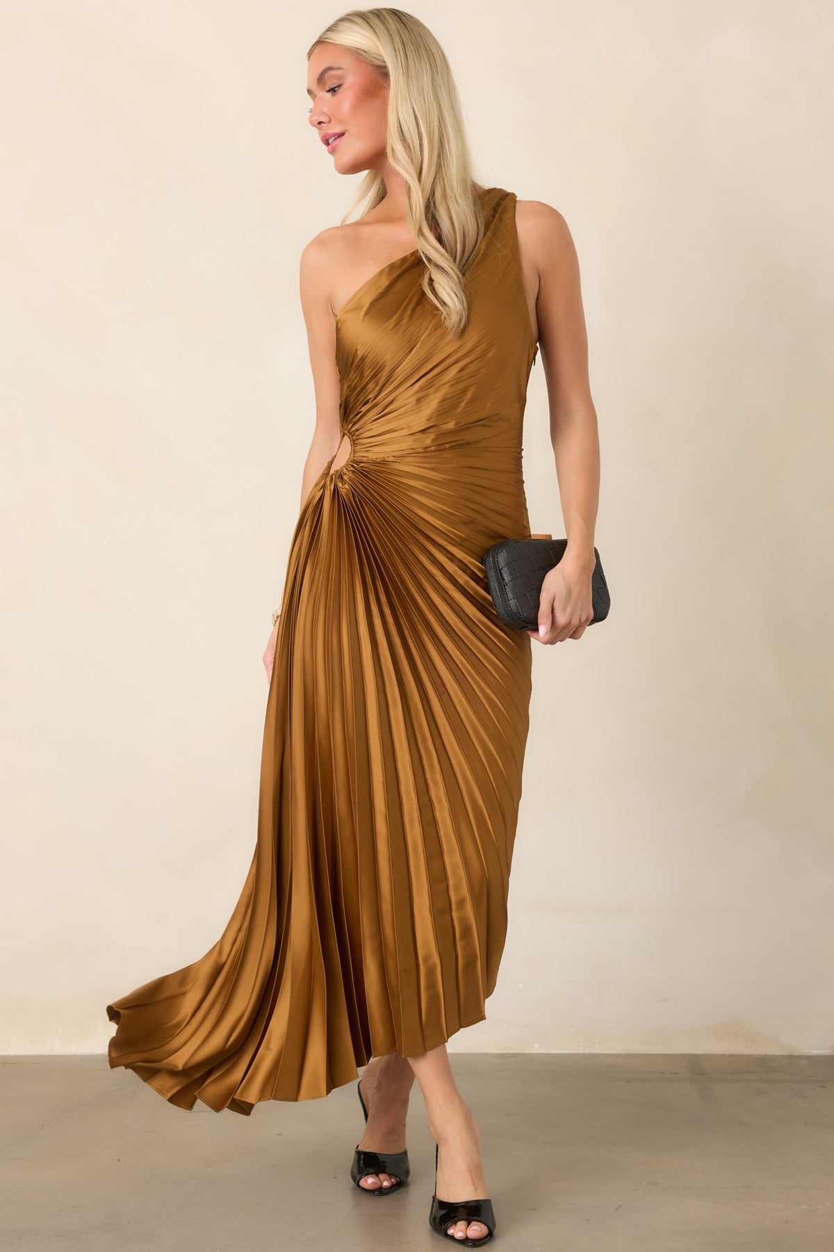 gold one shoulder bridesmaid dresses Bronze Asymmetric Maxi Dress - Event Maxi Length The bridal squad of Cami Slip Dress, Double Sequin Size:34.0