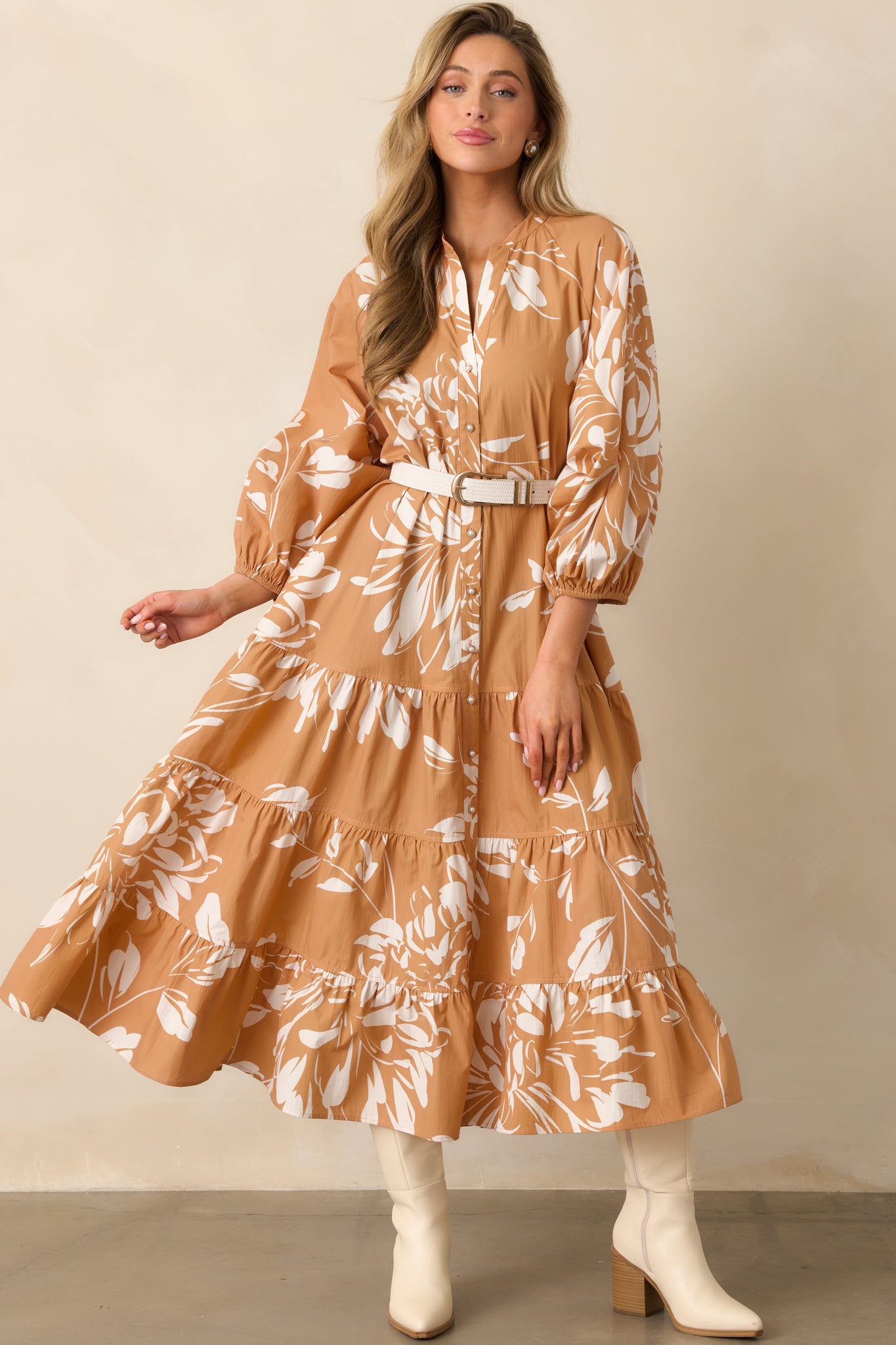 Prosperina floral maxi dress with side pockets and relaxed, full-length silhouette.