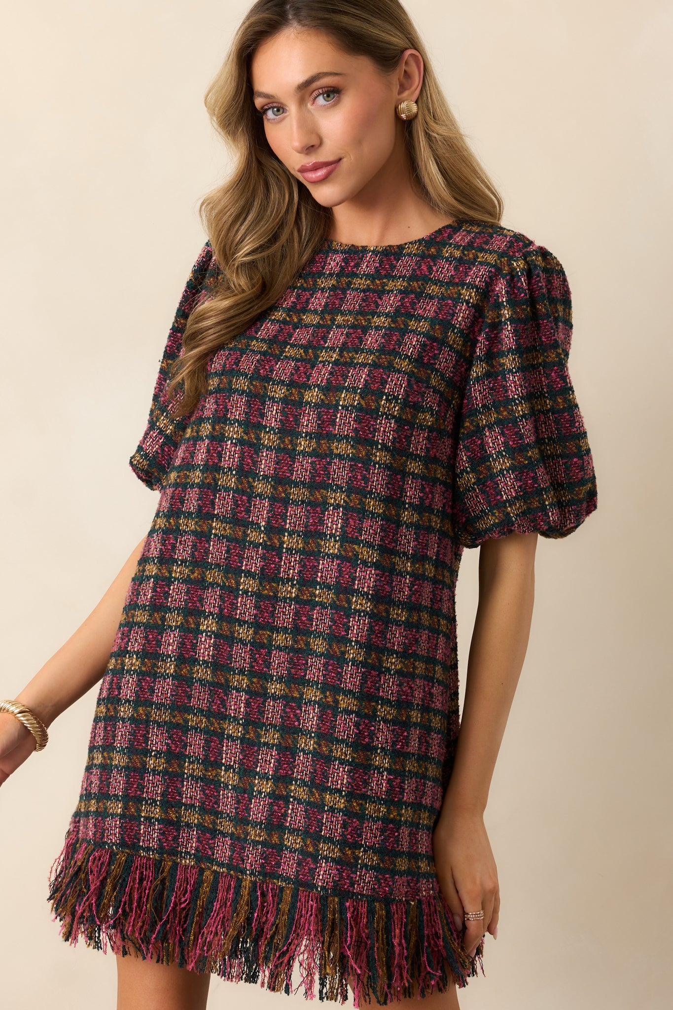 tweed burgundy dress Girls: It's All You Burgundy Red Tweed Dress, (10/12) - The Mint Julep Boutique main image 0