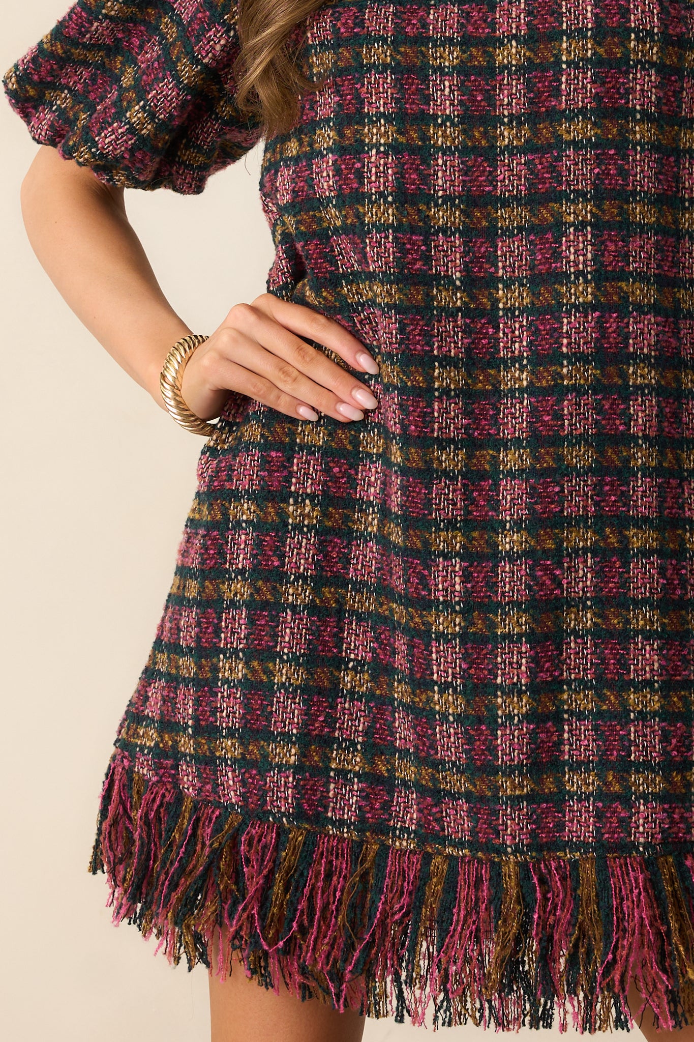 Women's Cecelia Pink Multi Plaid Tweed Mini Dress | Size: Xs | Red Dress Women's Cecelia Pink Multi Plaid Tweed Mini Dress | Size: Xs | Red Dress