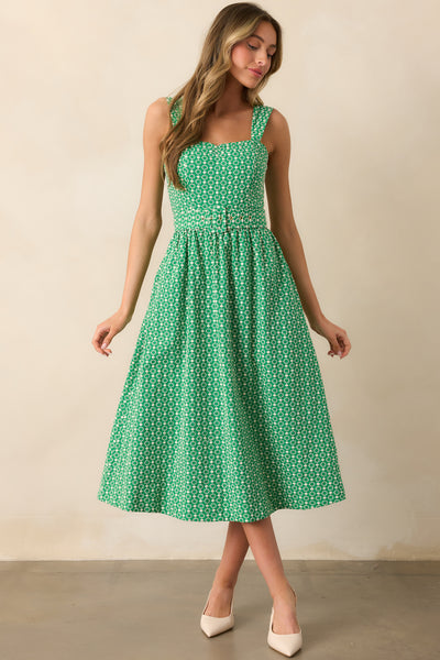 lspace cameron midi dress Prosperina Cameron Belted Midi Dress In Meadow Green