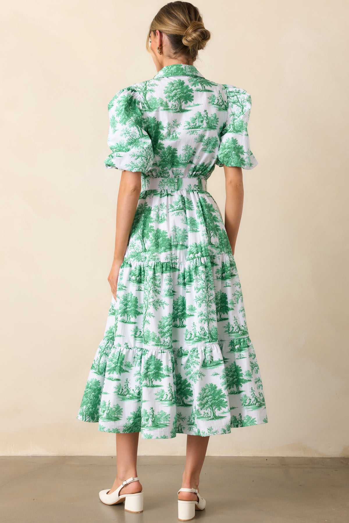 Prosperina Georgia Midi Dress In Eden Green Toile