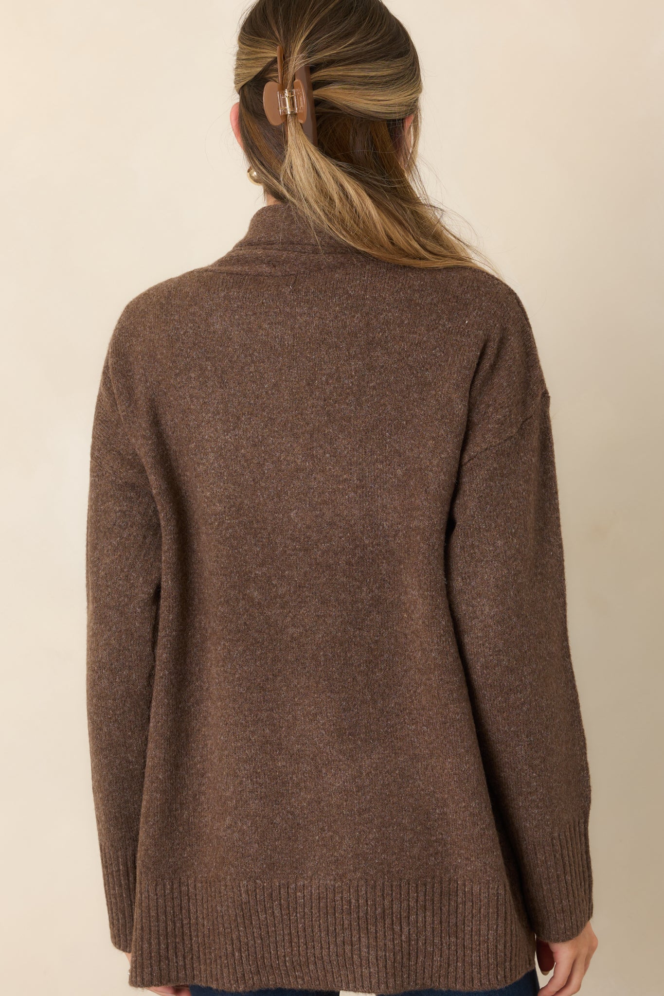 A Well-Knit Plan Dark Mocha Knit Cardigan & Scarf Set | Red Dress