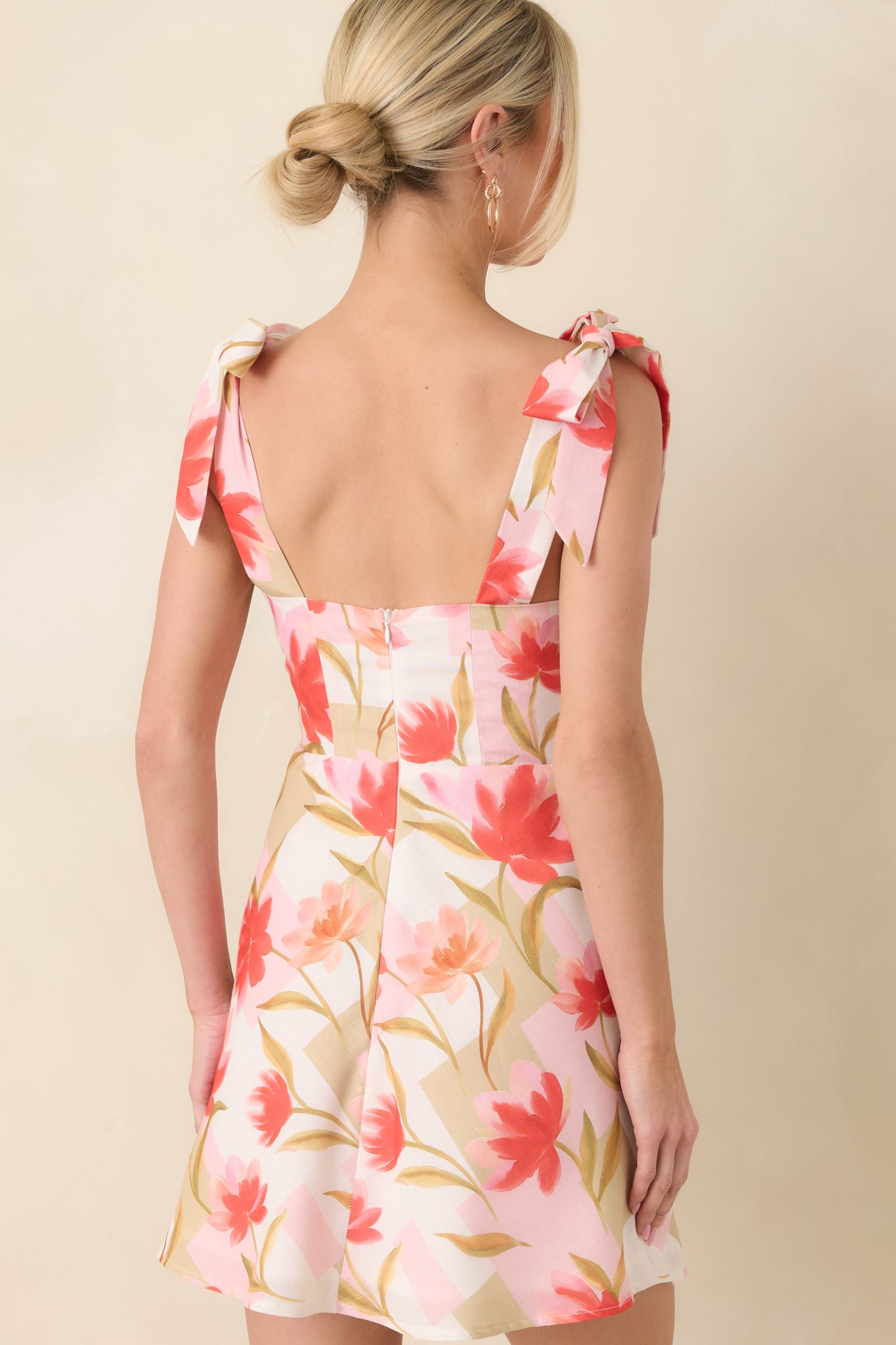 multi colored mini dress Women's Simply Adored Pink Multi Floral Shoulder Tie Mini Dress | Size: M