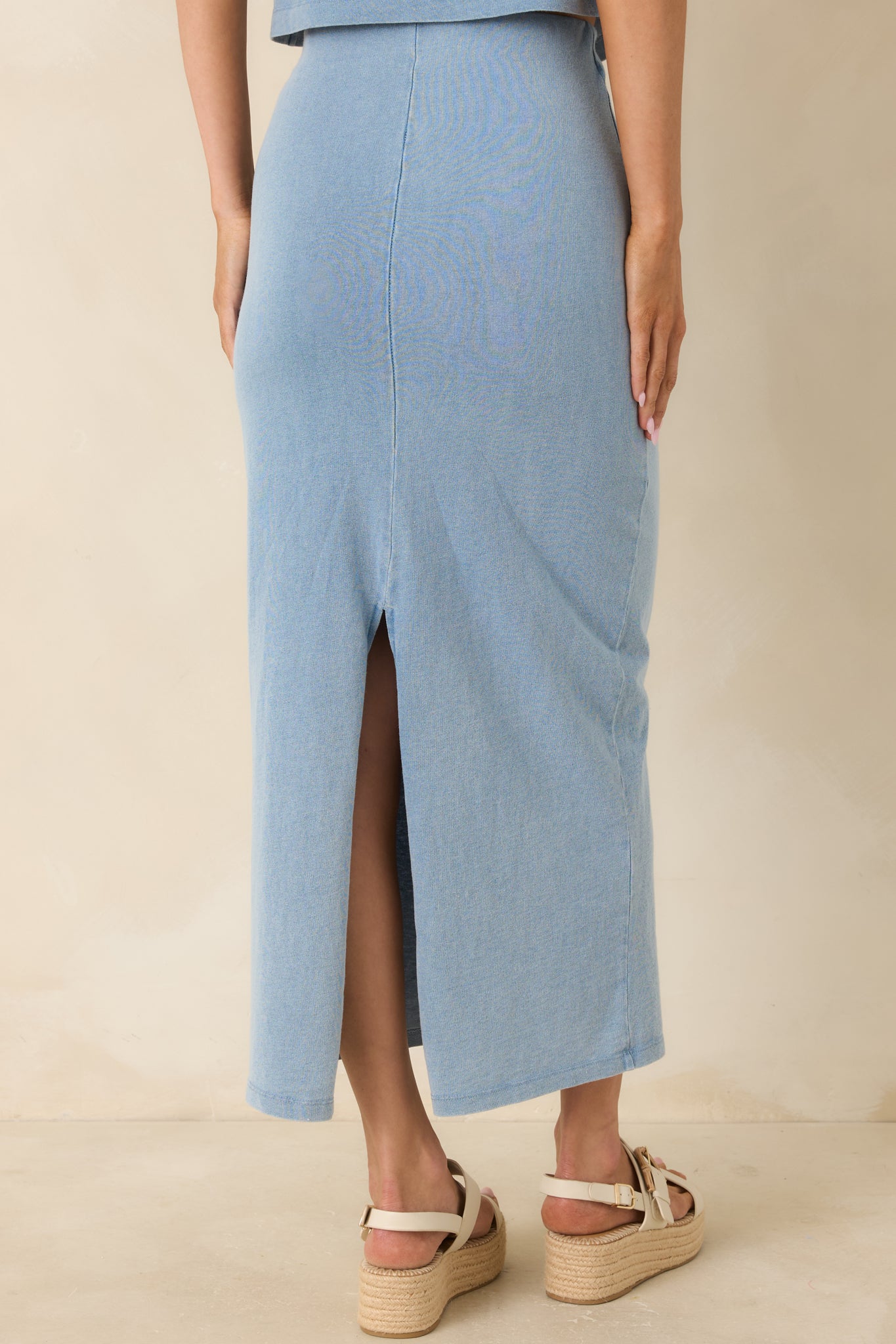 Z Supply Gail Ocean Air Indigo Cotton Jersey Midi Skirt | Red Dress
