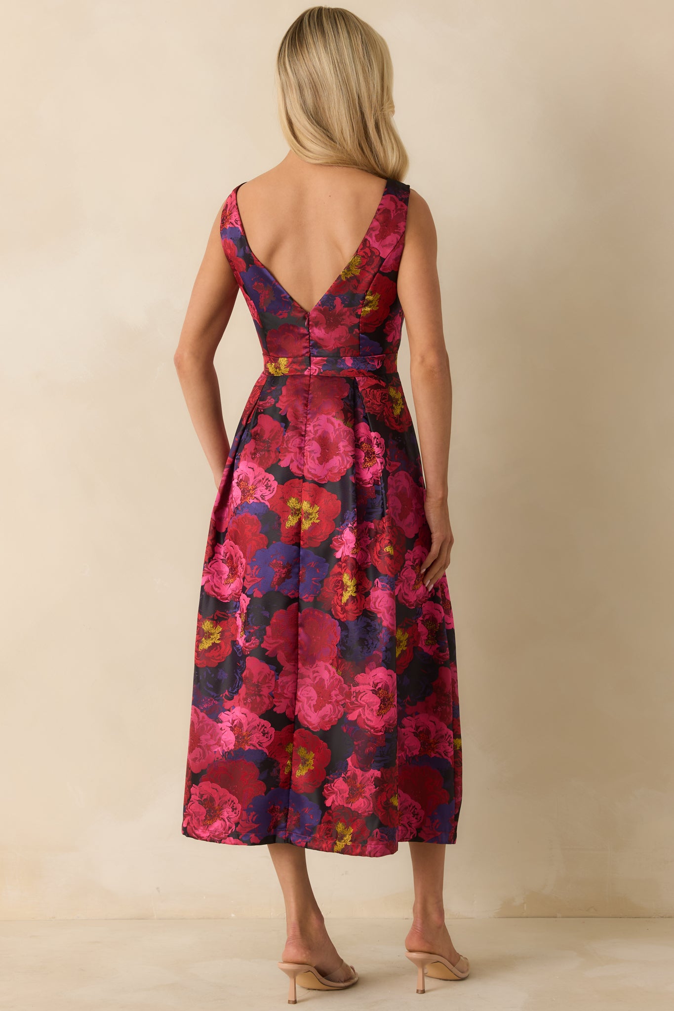 Made You Blush Magenta Pink Multi Floral Jacquard Maxi Dress Made You Blush Magenta Pink Multi Floral Jacquard Maxi Dress