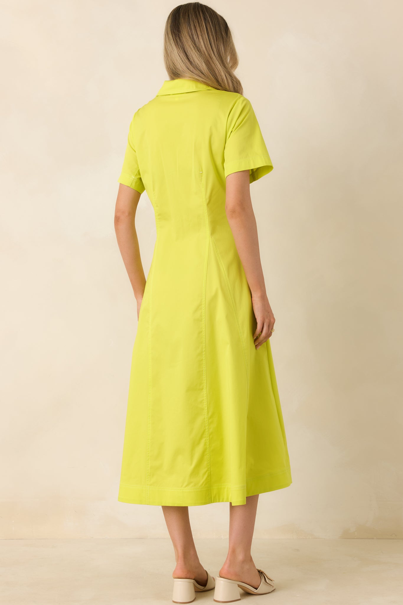 Women's Make It Look Easy Chartreuse Short Sleeve Midi Shirt Dress | Size: L | Red Dress Women's Make It Look Easy Chartreuse Short Sleeve Midi Shirt Dress | Size: L | Red Dress