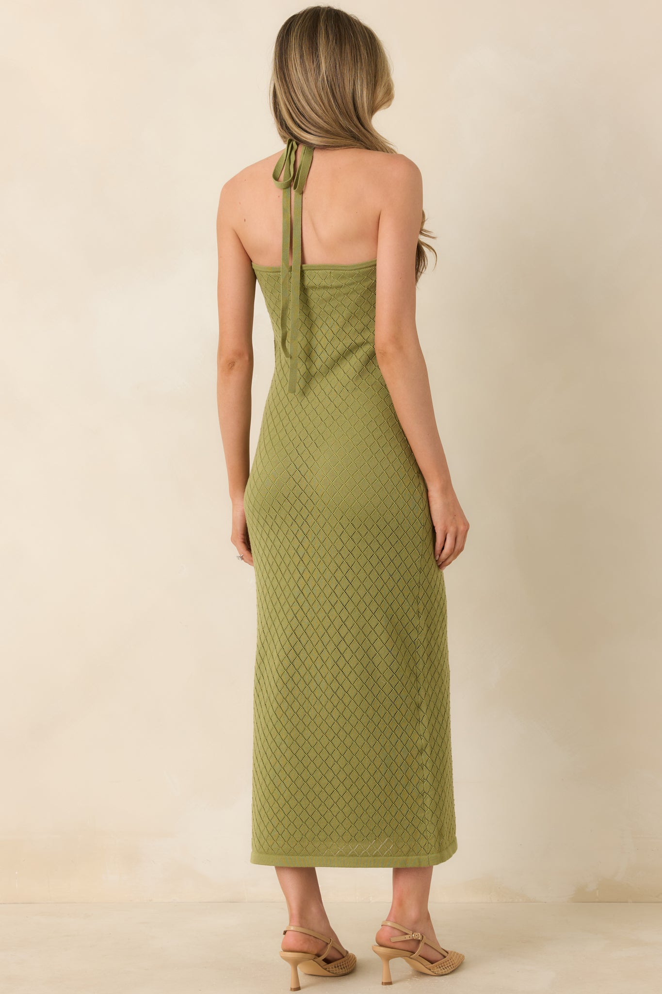 Women's Causing a Heatwave Olive Green Textured Diamond Knit Halter Midi Dress | Size: M | Red Dress Women's Causing a Heatwave Olive Green Textured Diamond Knit Halter Midi Dress | Size: M | Red Dress