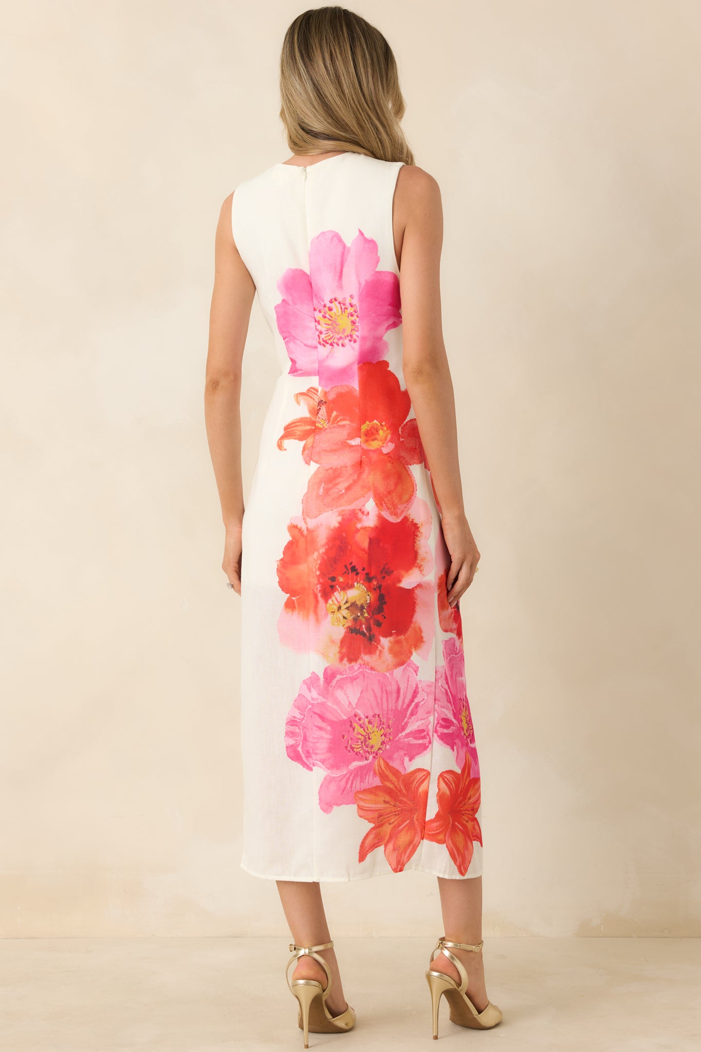 Women's Do a Double Take Ivory Multi Floral Print Midi Dress | Size: L | Red Dress Women's Do a Double Take Ivory Multi Floral Print Midi Dress | Size: L | Red Dress