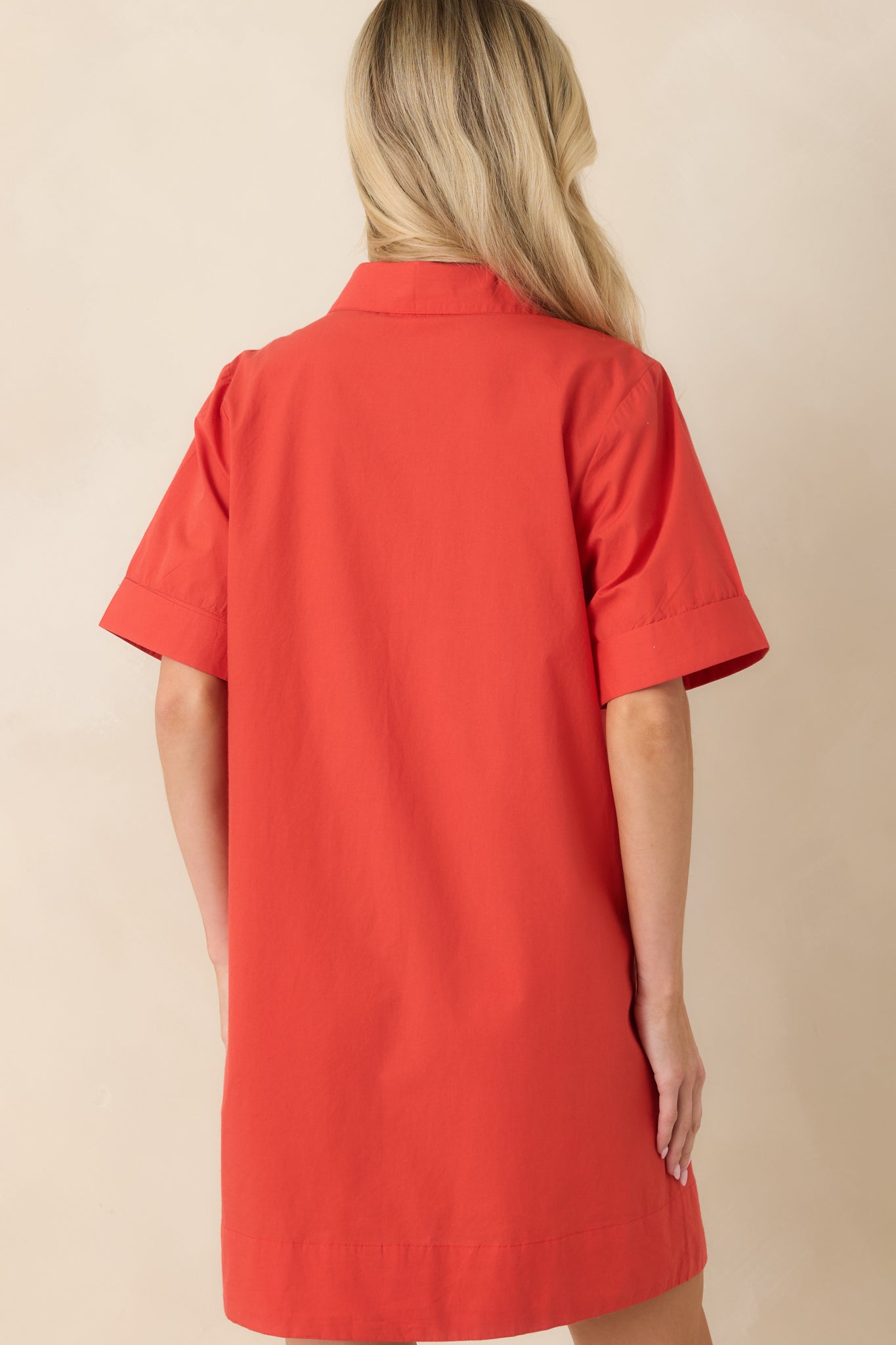 Red Dress | Poppy Red Cotton Floral Mini Shirt Dress - All Dresses Red Dress | Poppy Red Cotton Floral Mini Shirt Dress - All Dresses