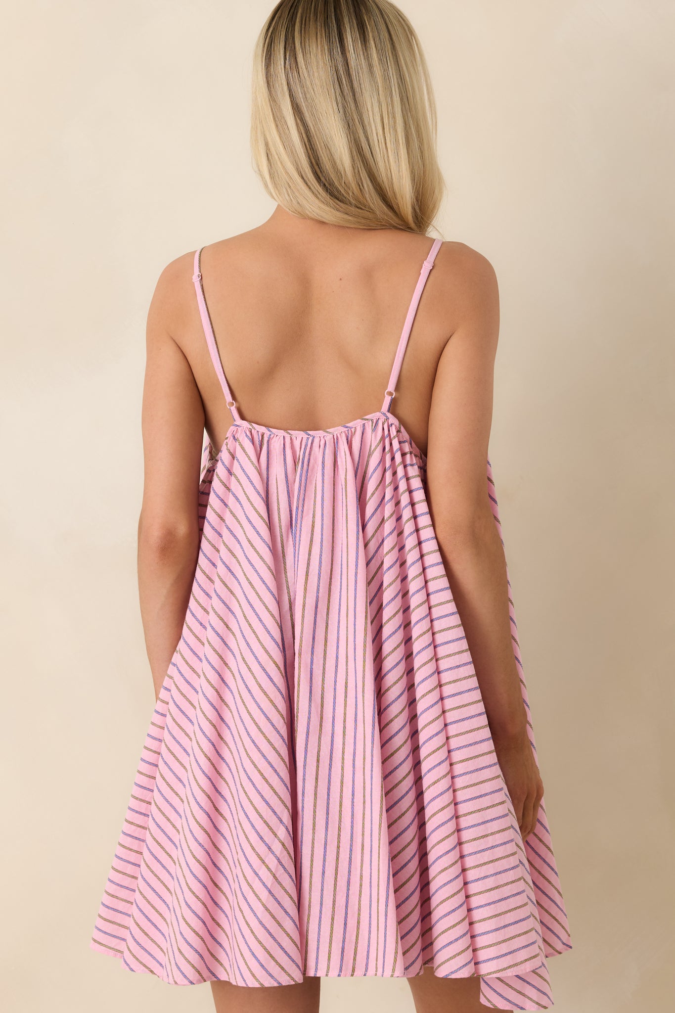 FRNCH Poroa Pink Stripe Cotton Mini Dress | Red Dress