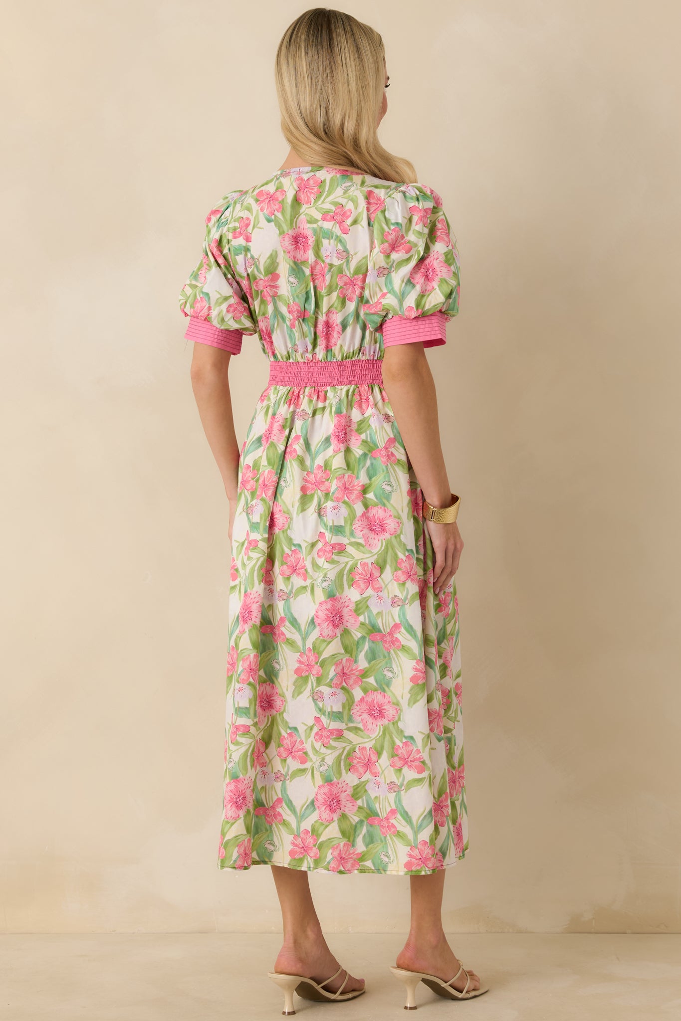how much fabric do i need for a midi dress Color Me Floral Pink Multi Floral Print Cotton Zip Front Midi Dress