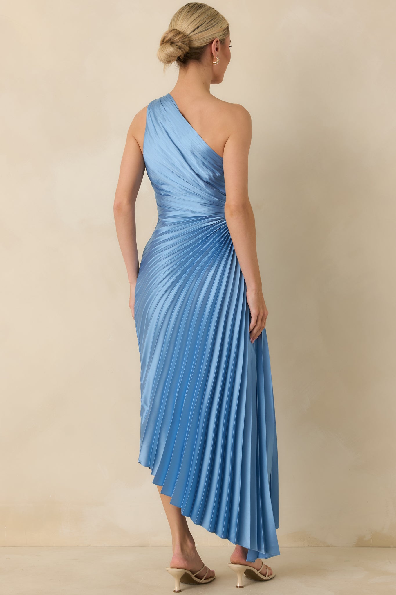 chinese dress ladies Light Blue Asymmetric One Shoulder Maxi Dress - Event Dresses