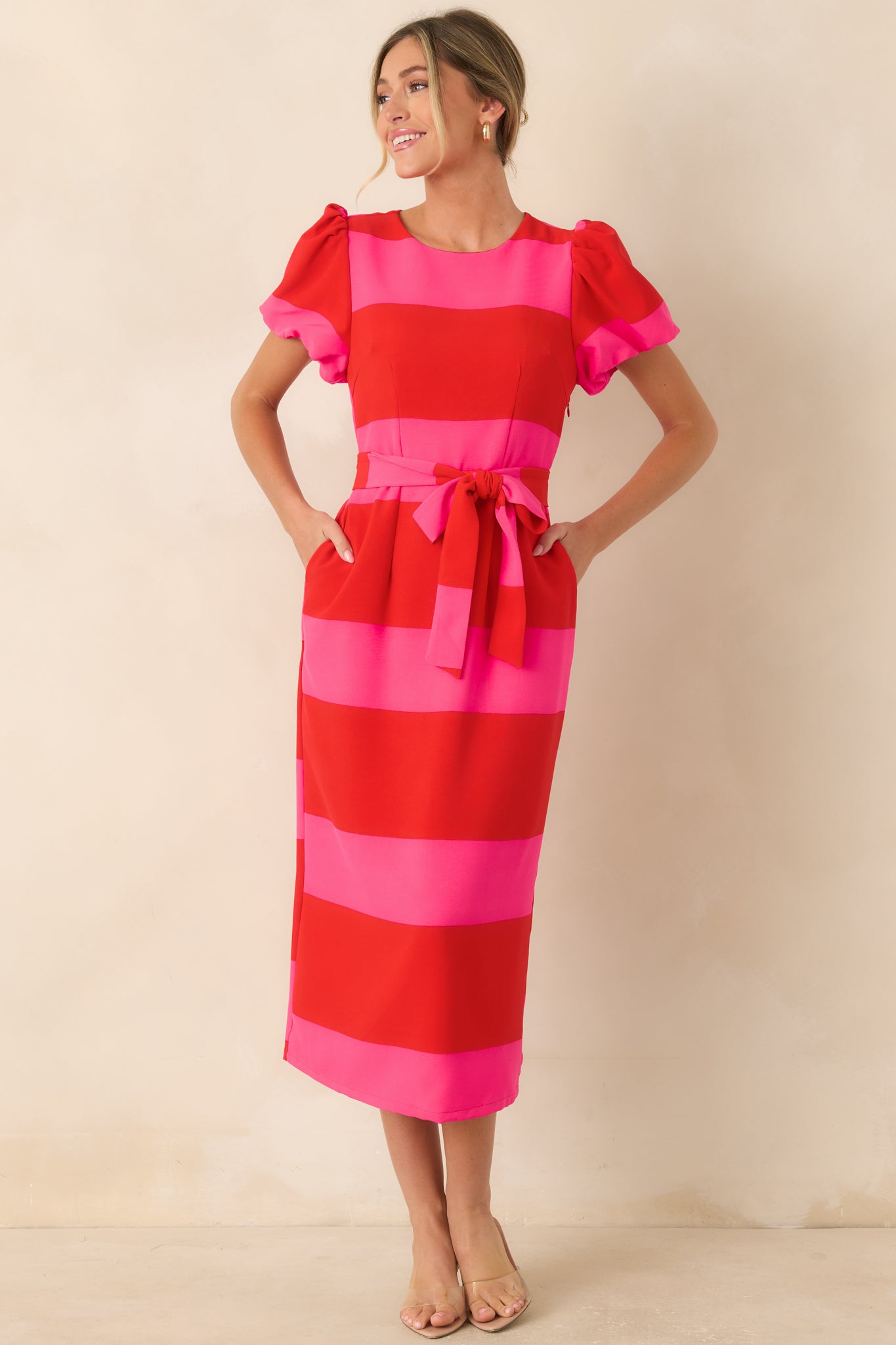 red pink dress 5 & Outfit Ideas To Try Out In 2024 31.0 Waist Katie Holmes Wears Red And