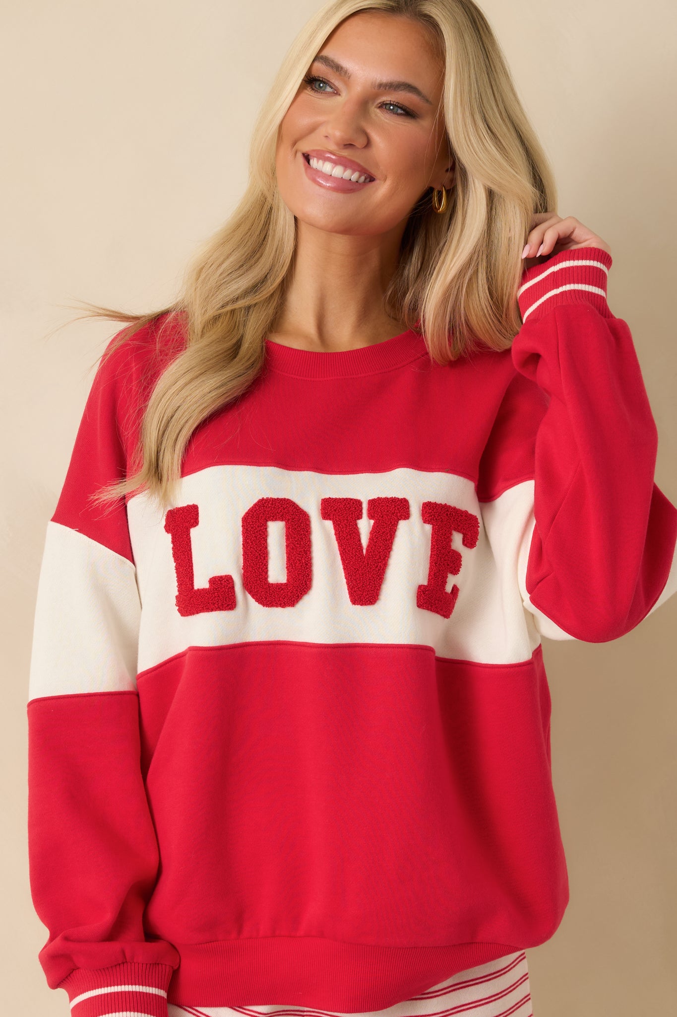 Z Supply Kiss Me Red Oversized Love Sweatshirt | Red Dress