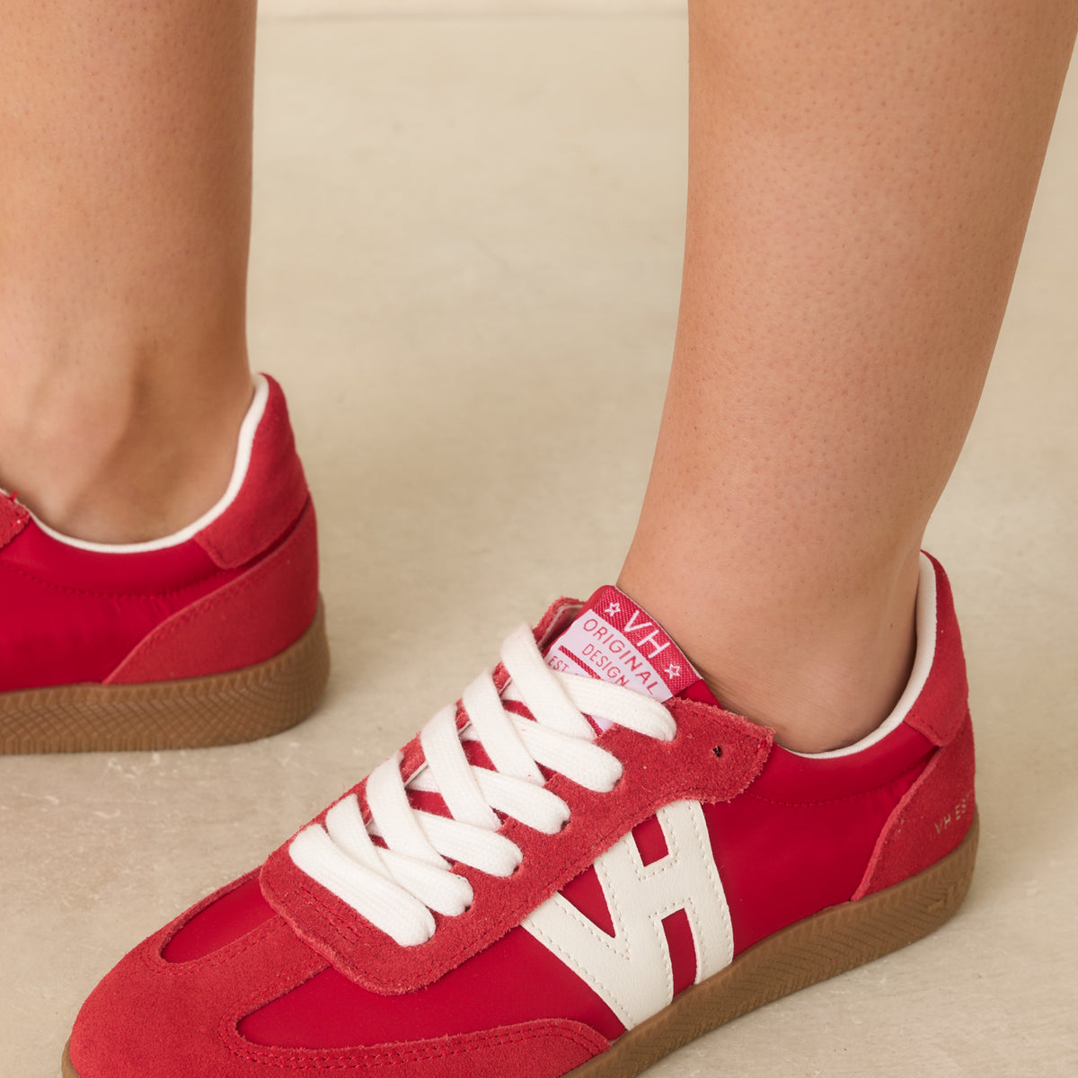 Vintage Havana Nadia Red Suede Lace-Up Sneakers | Red Dress