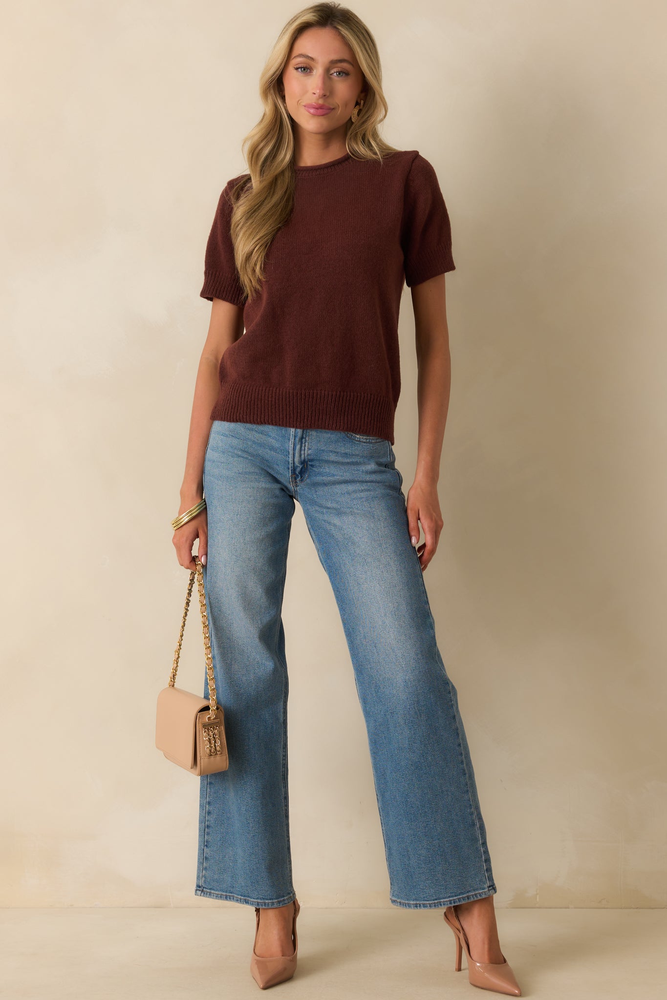 Relaxed-fit top featuring ribbed hems and soft knit fabric.