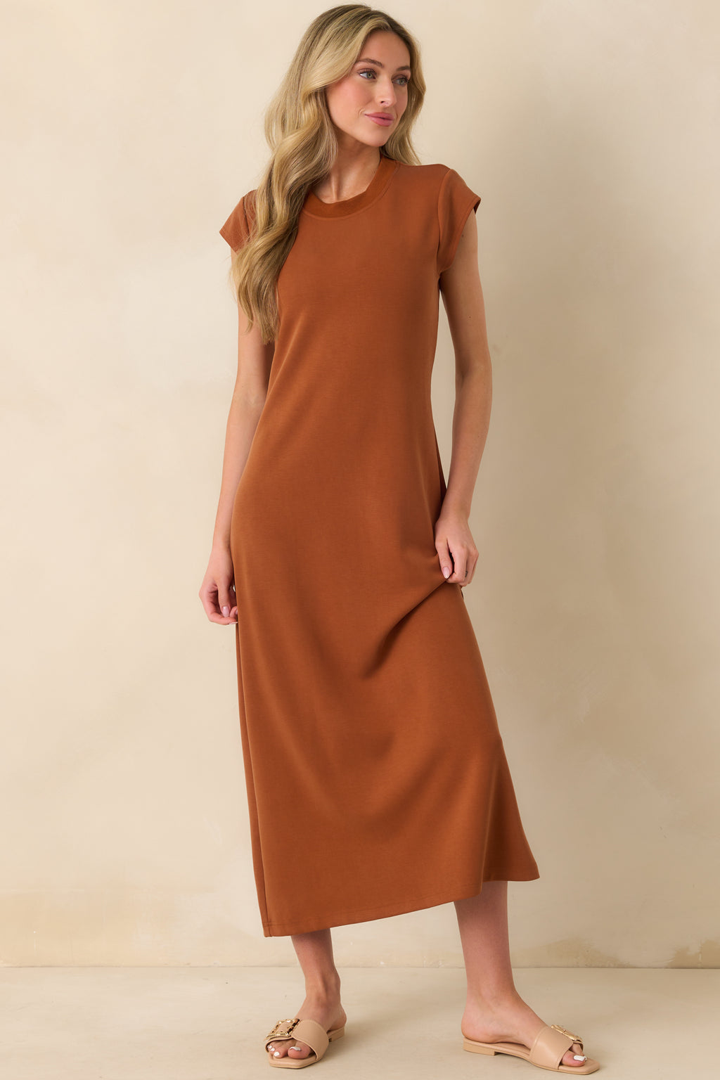 Rust Orange Cap Sleeve Maxi Dress - All Dresses | Red Dress Rust Orange Cap Sleeve Maxi Dress - All Dresses | Red Dress
