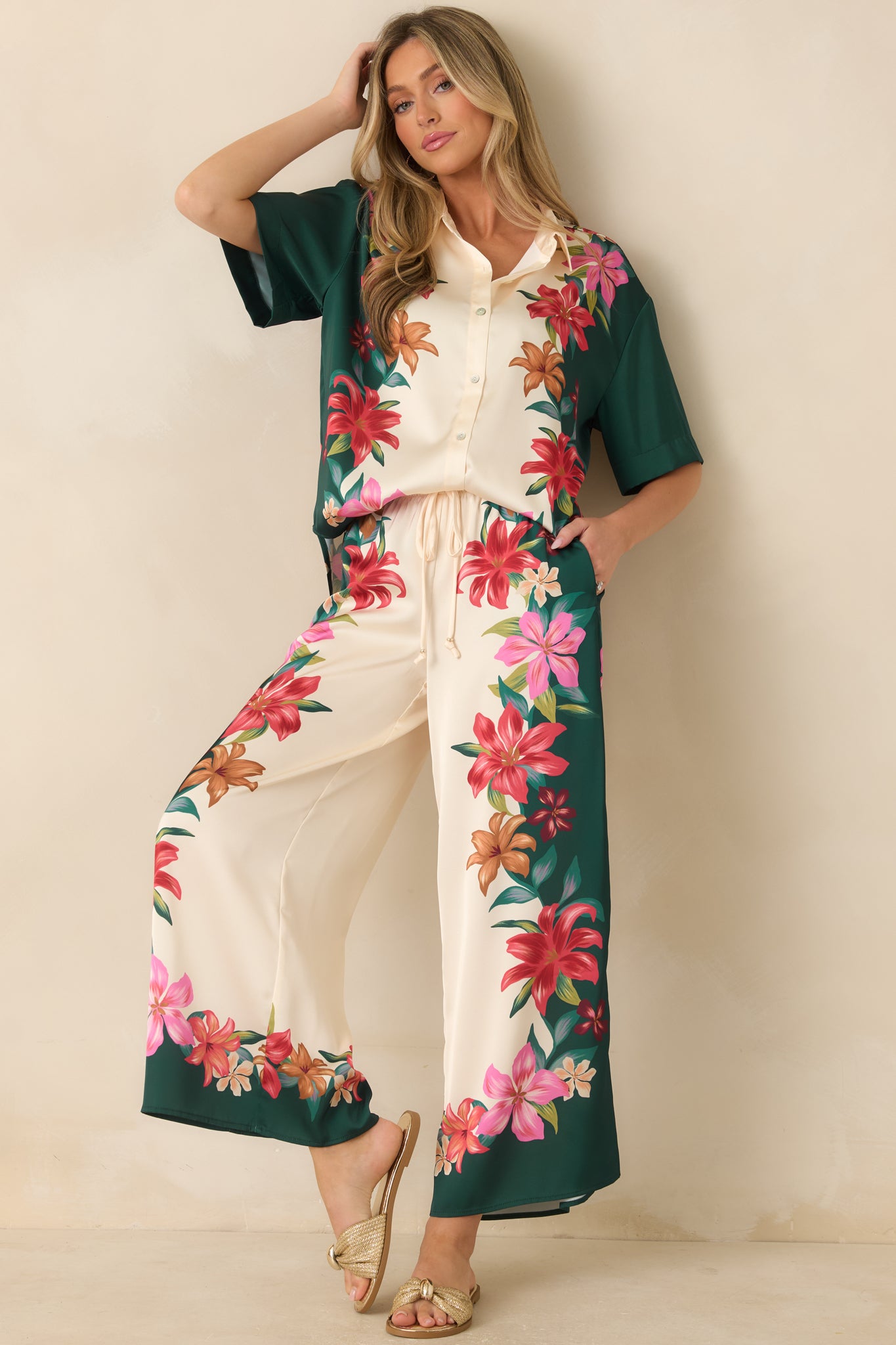 Lani Kiwi Teal Multi Floral Wide Leg Pants | Z Supply