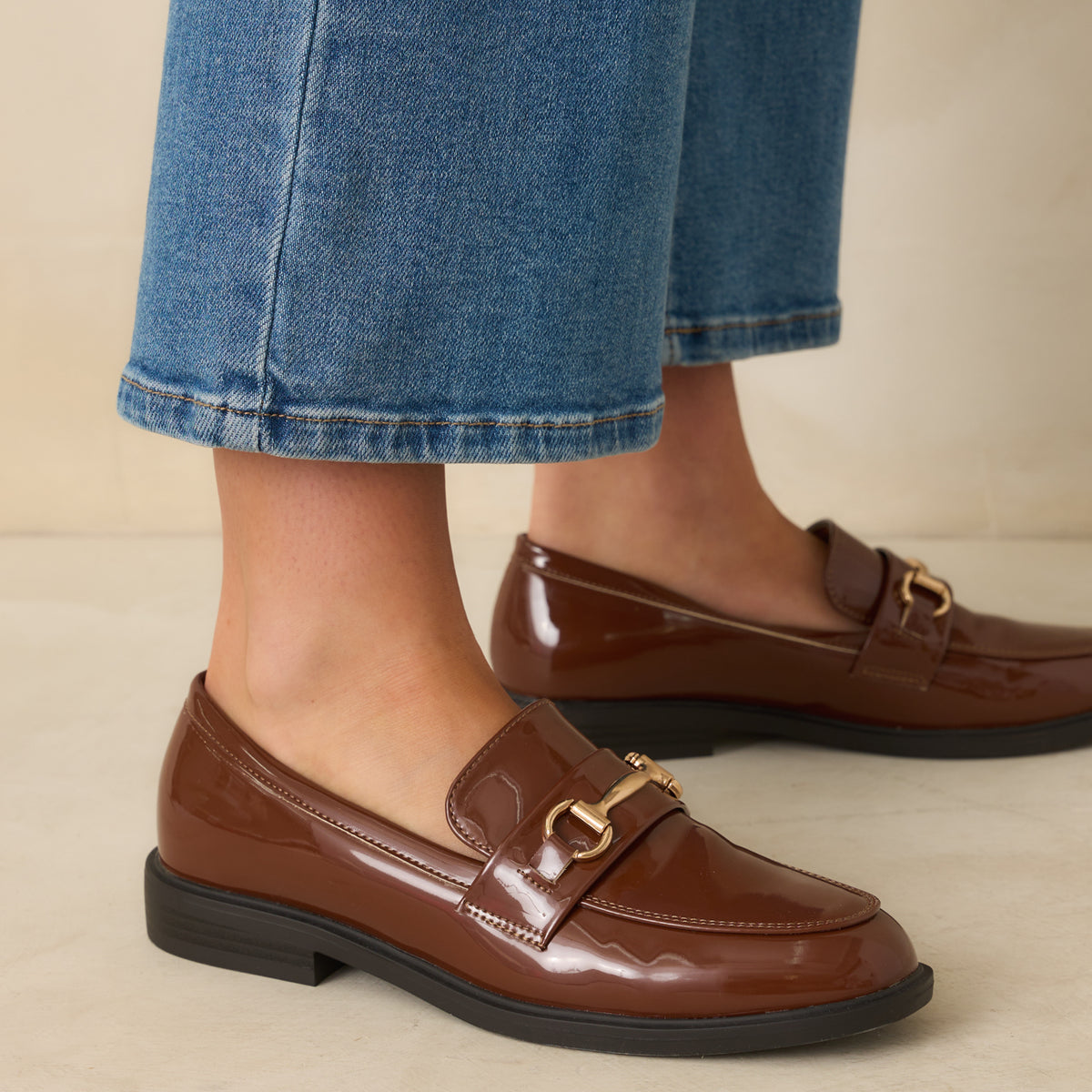 Schultz Brown Loafers with Gold Chain Women’s size 8B CHRYSTIE | Chain Keeper Loafers – LINEA Paolo Shoes main image 4