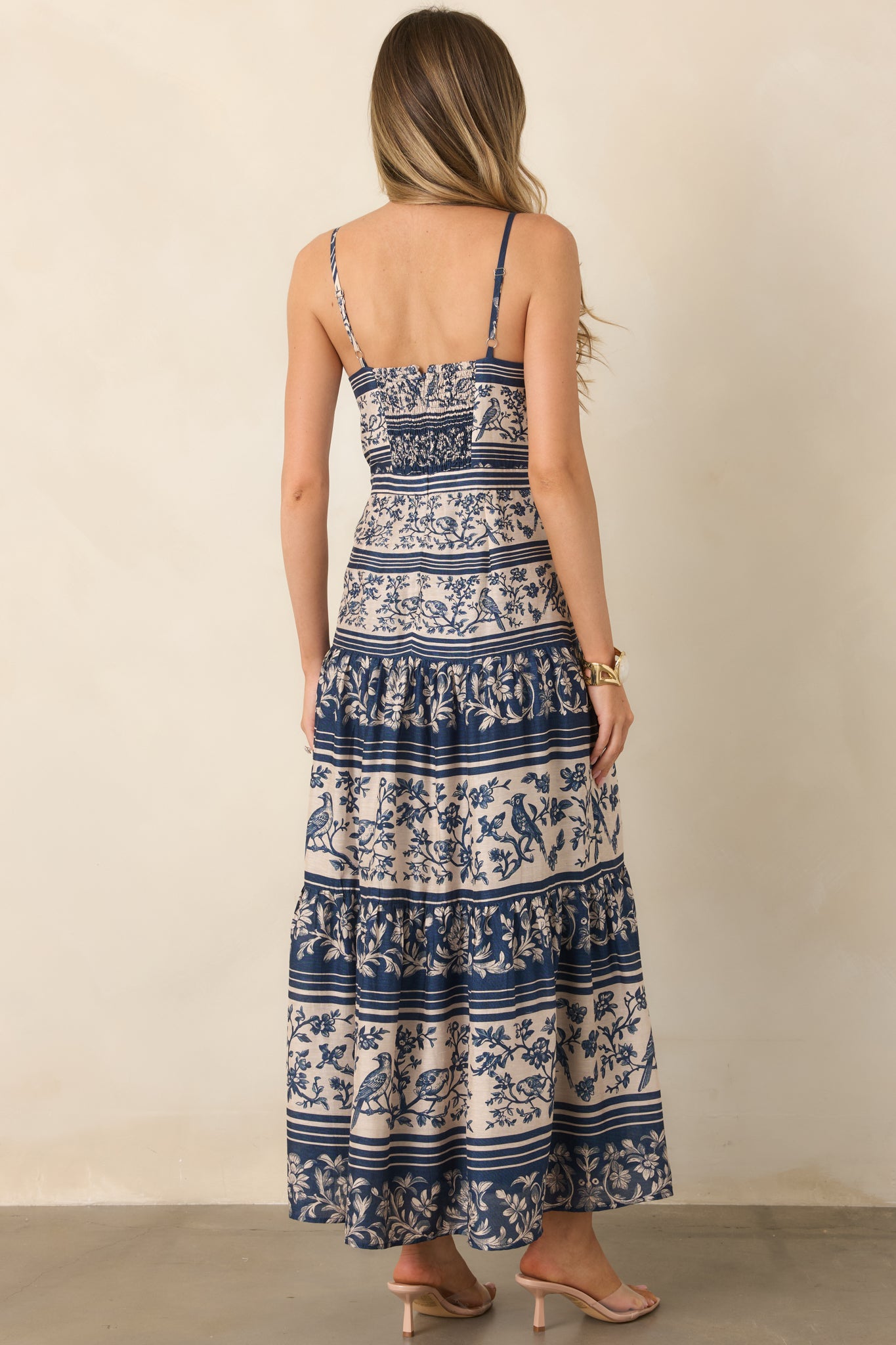 Jasper Blue Menagerie Stripe Midi Dress | Anna Cate