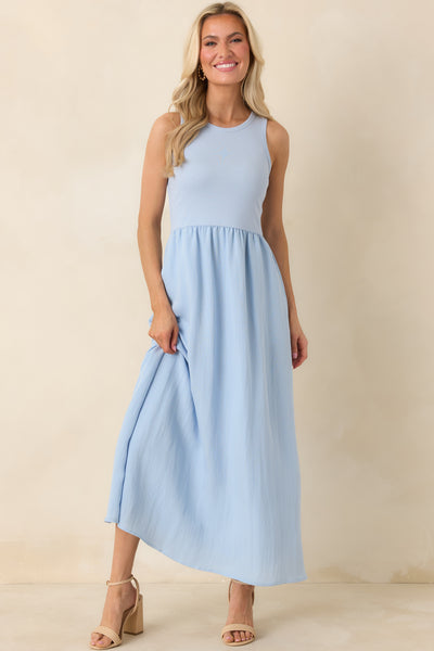 Z Supply Light Blue Charlotte Ribbed Midi Dress | Red Dress