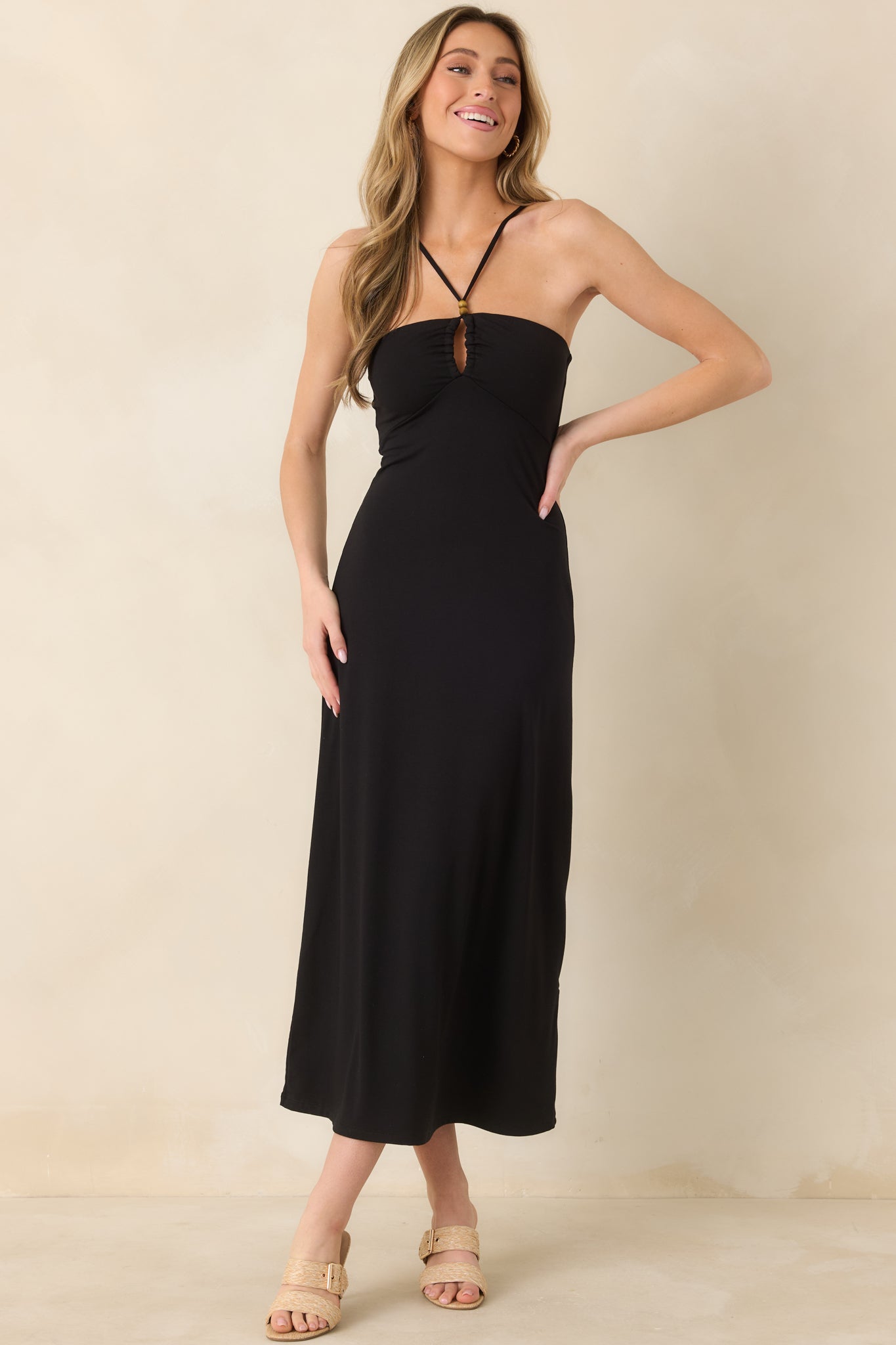 Women's Black Astoria Halter Maxi Dress | Size: Xs | Red Dress