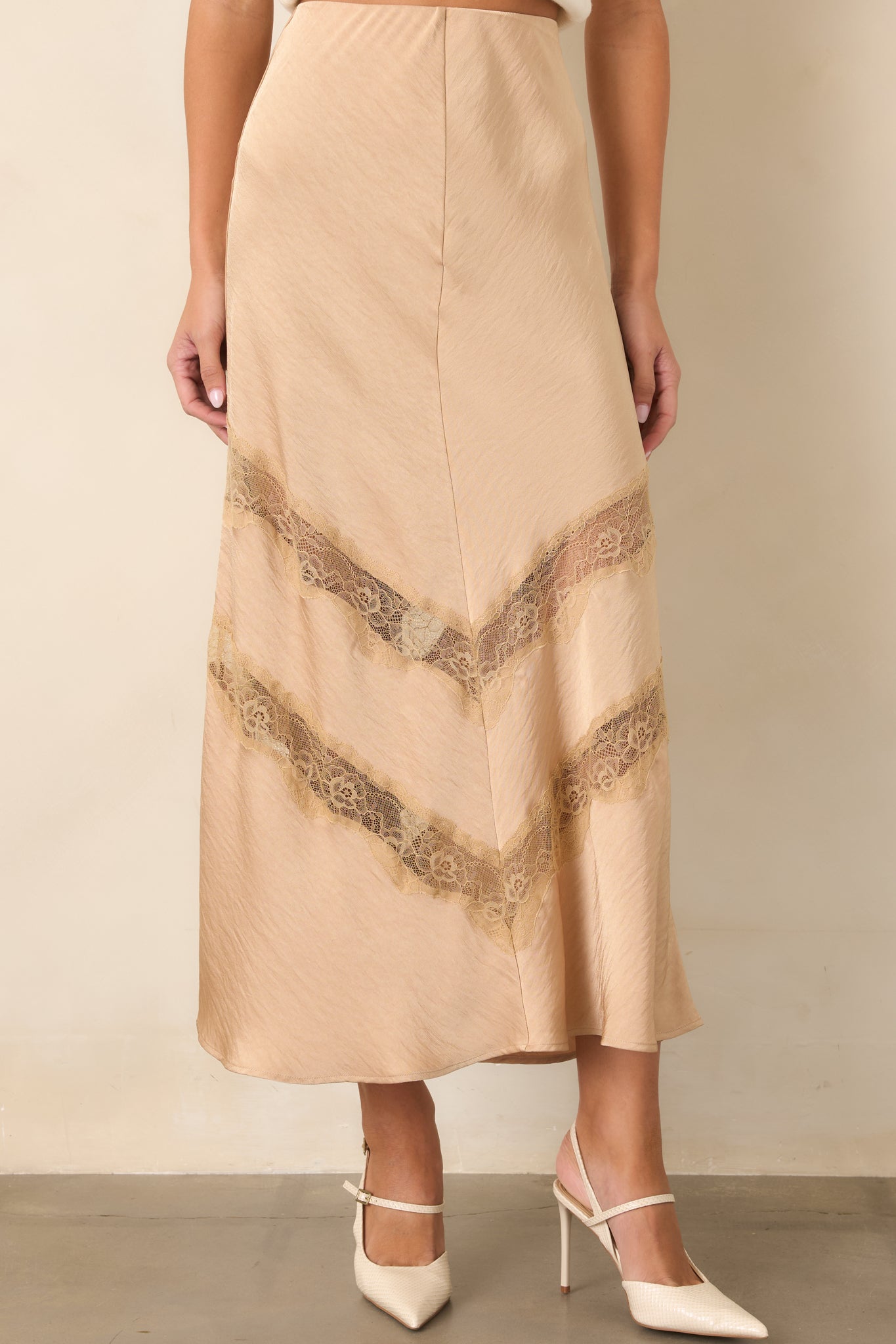 Kori Toast Satin Lace Inset Midi Skirt | Z Supply